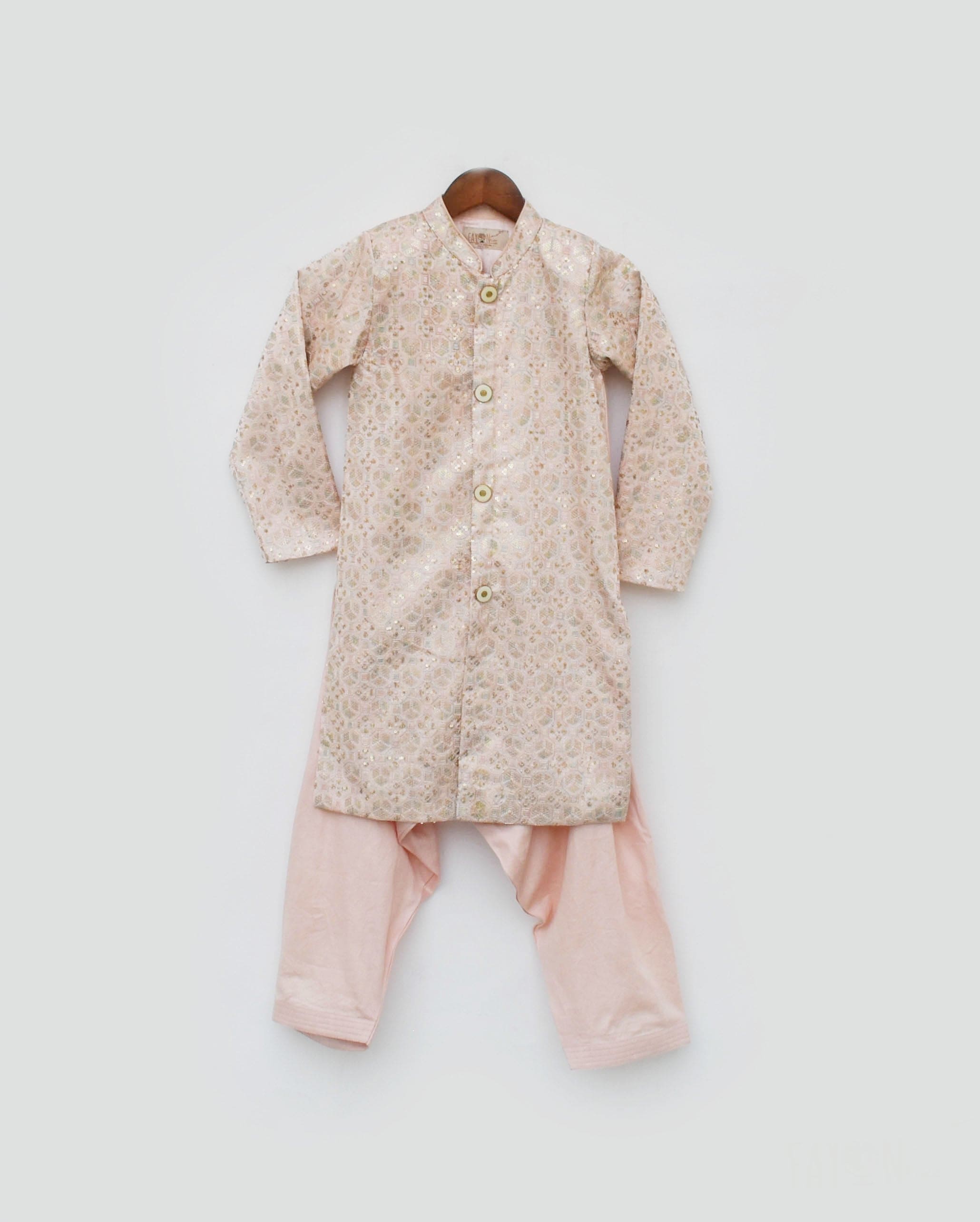 Pre Order: Peach Embroidered Ajkan & Salwar Set - Elegant Traditional Pakistani Outfit for Weddings, Parties & Festive Occasions