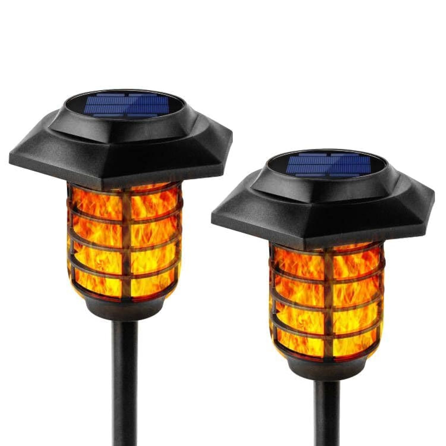 2 Pack Solar Flame Lights Outdoor - Waterproof Flickering LED Torch Lights with Auto On/Off, Solar Powered Path Lights for Garden, Yard, Walkway - Perfect for Patio Decor, Landscape Lighting & Evening Ambiance