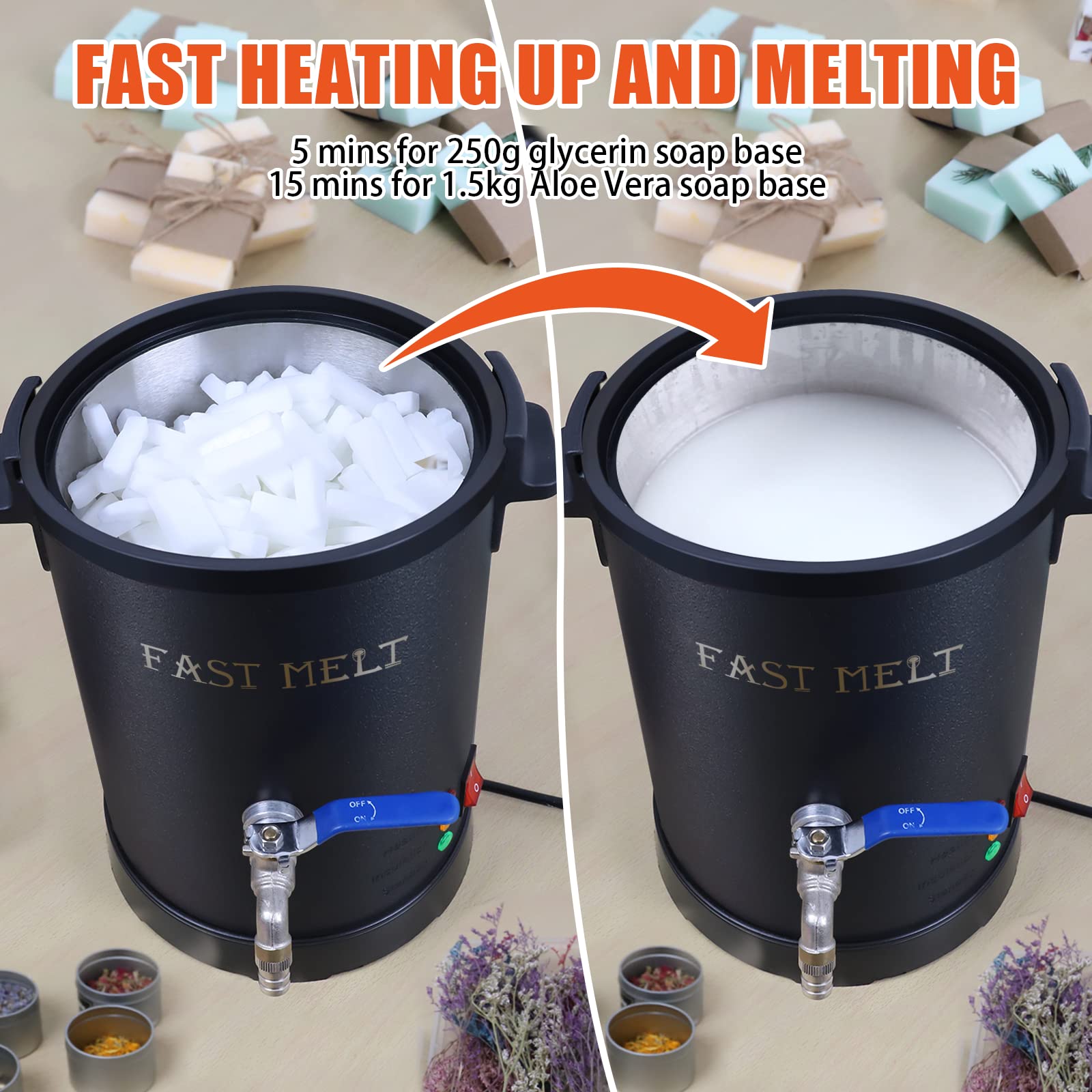 6Lbs Fast Melt Soap Base Melter with Temperature Control - DIY Soap Making Kit for Homemade Business, Quick Pour Spout & Easy Clean | Perfect for Crafters, Small Businesses & Handmade Soap Production