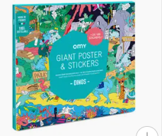 OMY Giant Dinosaur Sticker Poster for Kids - Fun & Educational Wall Decals for Bedroom, Classroom, and Playroom Decor