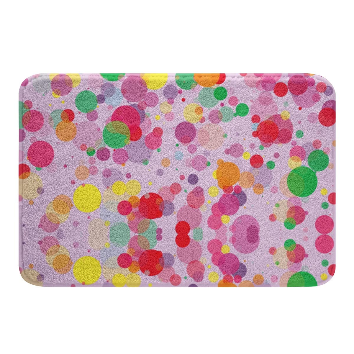Colorful Dots Non-Slip Bathroom Rug Set - Soft Geometric Circle Door Mat for Kids Room Decor, 20