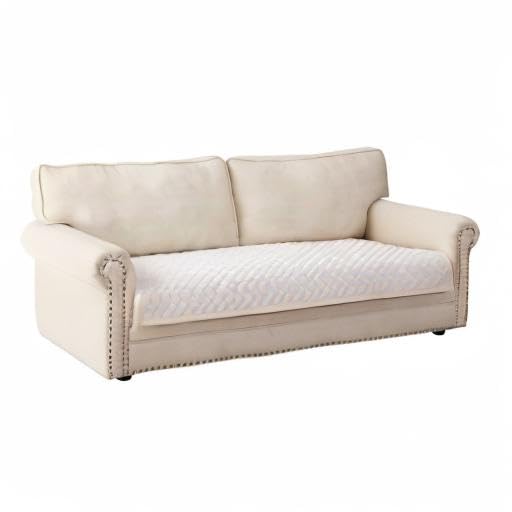 Eismodra 3 Cushion Couch Cover - Anti-Slip Sectional Sofa Slipcover for Pets & Kids - Fits L-Shaped Loveseat Recliner with Armrest & Backrest - White 43