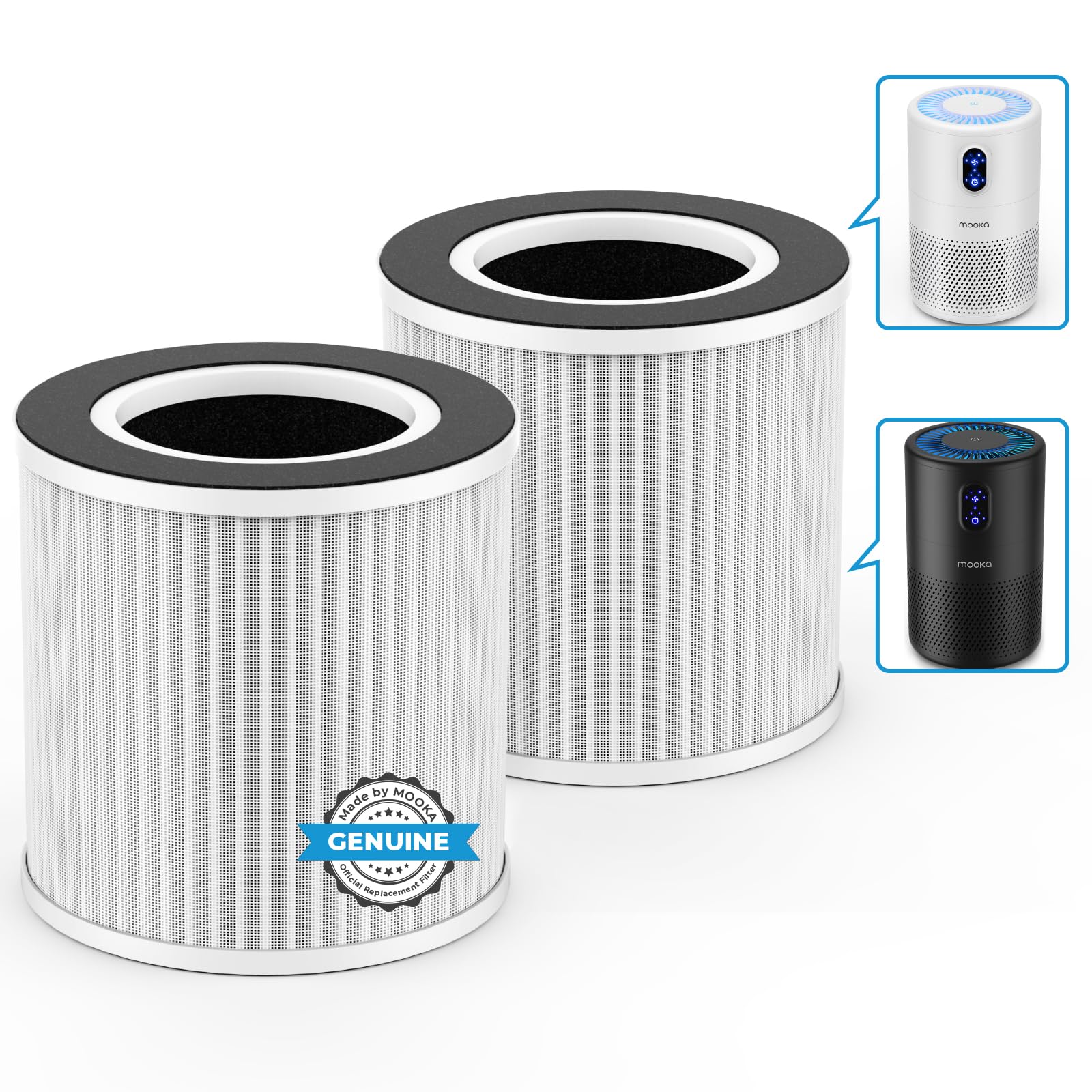 MOOKA Official Certified HEPA Replacement Filter for B-D02L/B-D02 Air Purifier (2-Pack) - Compatible with Bedroom, Office & Home Use - Improves Air Quality & Reduces Allergens