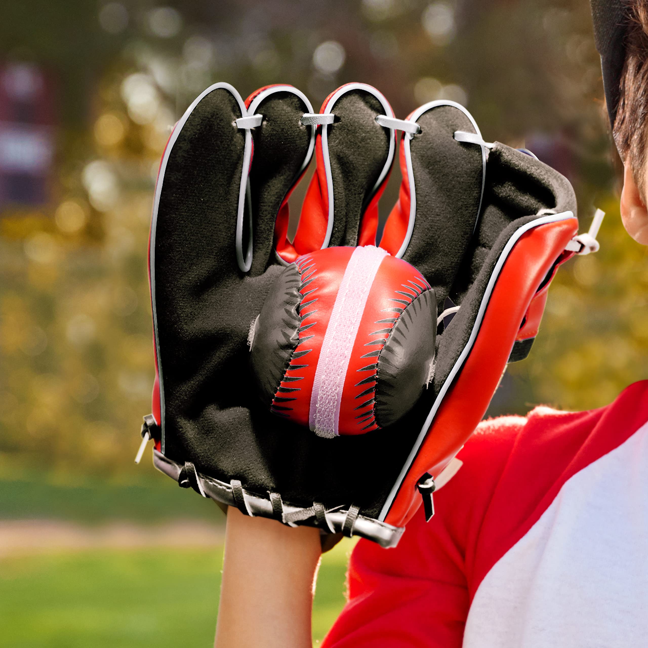 Youth Velcro Baseball Glove & Ball Set for Kids - Adjustable Practice Training Kit for Boys & Girls - Perfect for Little League, Backyard Practice & Baseball Skill Development - Great Gift for Young Players Learning to Hit Home Runs