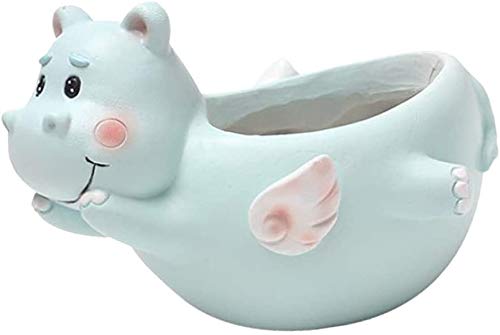 Resin Cartoon Succulent Planter - Cute Hippo-Shaped Flower Pot for Plants, Home & Office Desktop Decoration | Perfect for Small Succulents, Cacti, and Air Plants in Living Room, Bedroom, or Workspace