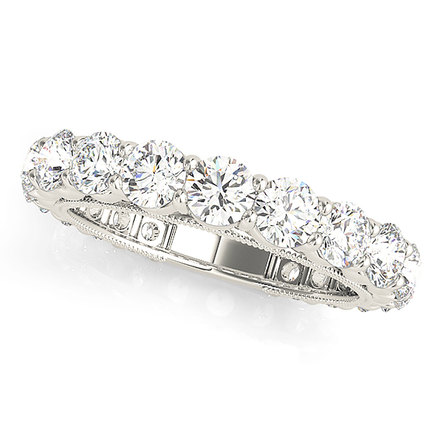 2.70 Carat Round Diamond Wedding Band - Milgrain Accent Anniversary Ring for Women - Elegant Bridal Jewelry & Gift for Wife, Engagement, Proposal, or Special Occasions