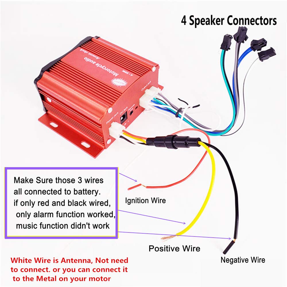 12V Waterproof 4-Channel Bluetooth Amplifier for Motorcycle UTV ATV - 3 Inch Stereo Sound System with FM USB & Hands-Free Speakers - Perfect for Off-Road Adventures & Outdoor Audio
