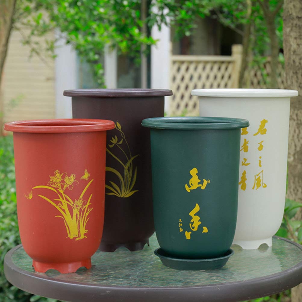 1 Set Imitation Purple Sand Flower Pot - Large Tall Planters for Trees, Garden & Office - Outdoor Plastic Planting Pots for Seeding & Decor