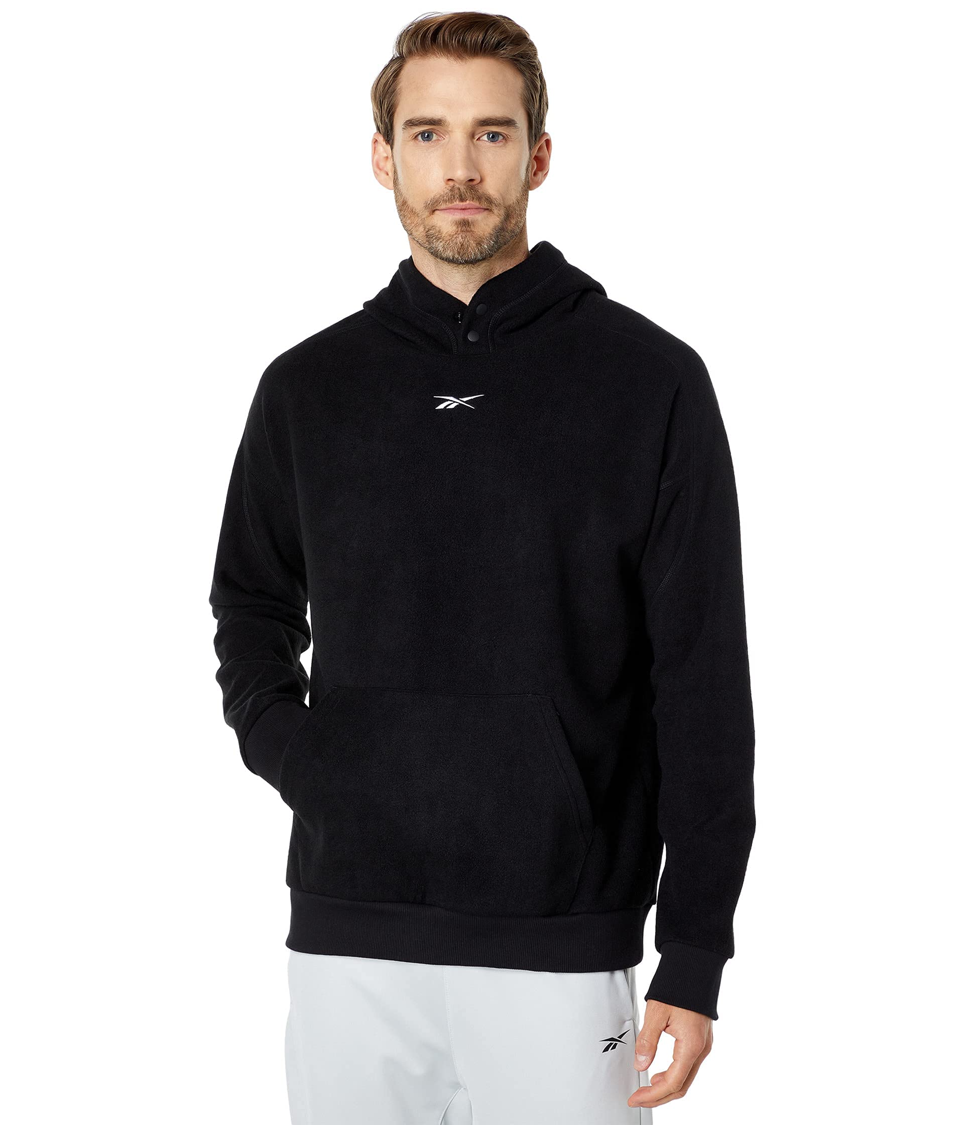 Reebok Men's Hooded Sweatshirt - Lightweight Fleece Pullover with Kangaroo Pocket for Gym, Running & Casual Wear