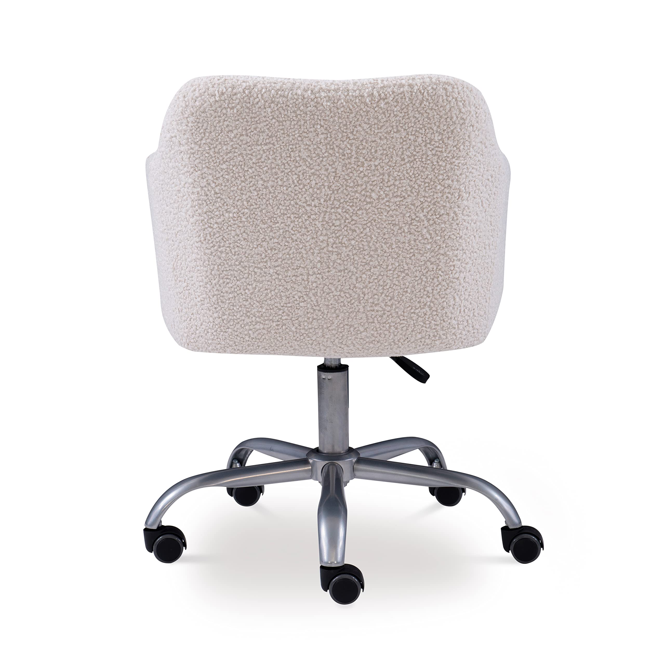 Linon Brooklyn Sherpa Office Chair - Ivory Plush Comfort Ergonomic Desk Chair for Home & Office Workspace - Perfect for Remote Work, Gaming, and Study Sessions