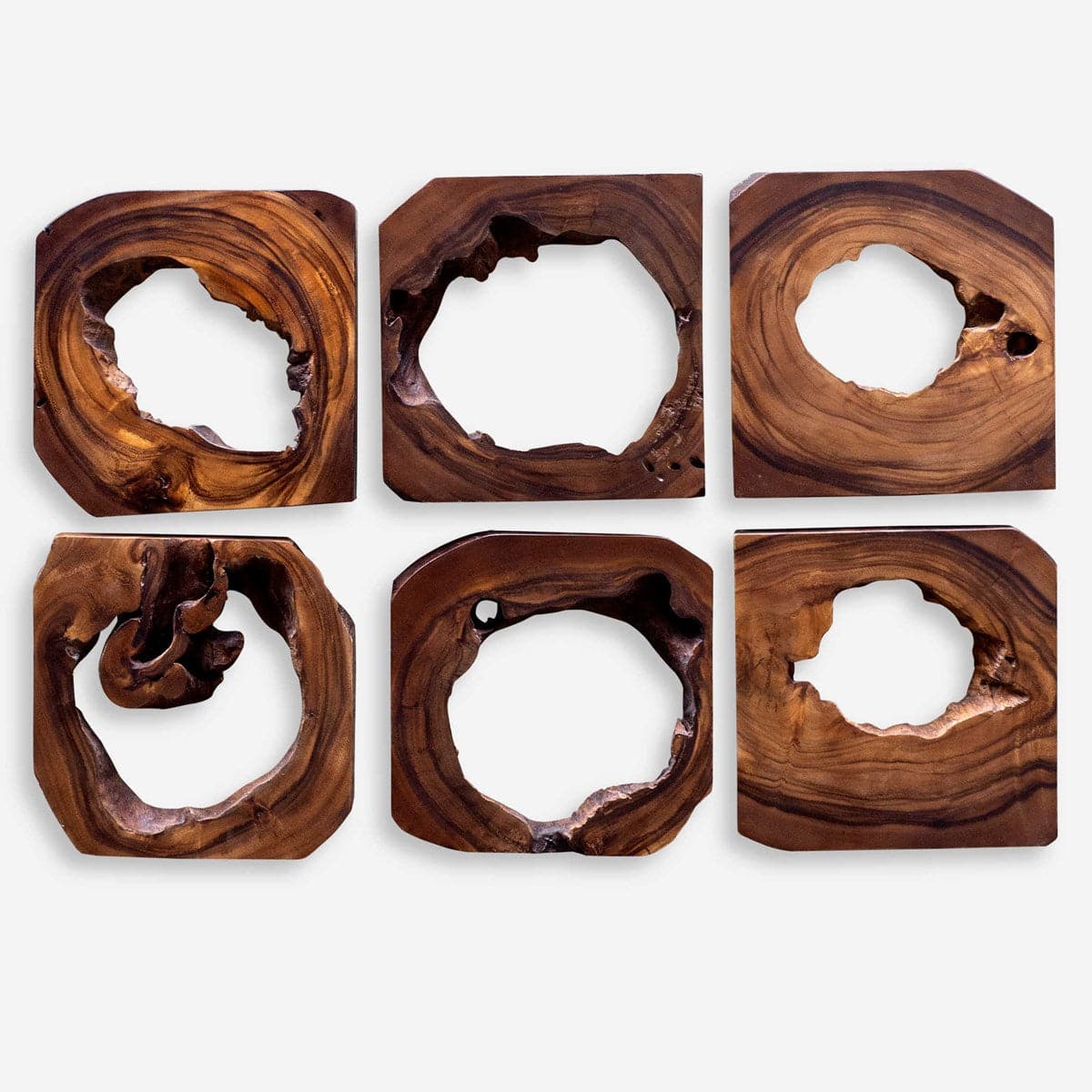 Adlai Wood Wall Art Set of 6 - Handmade Modern Home Decor for Living Room, Bedroom & Office - Rustic Wooden Wall Hangings for Farmhouse, Boho & Scandinavian Style Interiors