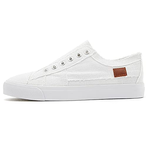 Women's Slip-On Non-Slip Canvas Sneakers - Comfortable Low Top Casual Shoes for Walking, Travel & Everyday Wear