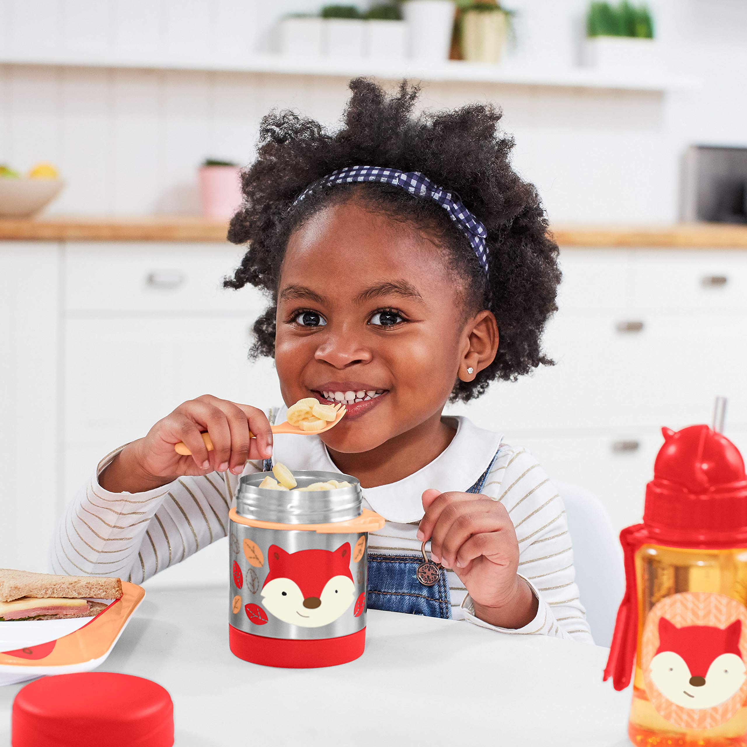 Skip Hop Baby Zoo Insulated Food Jar & Spork Set for Toddlers - BPA-Free, Leak-Proof, Microwave Safe - Bat & Fox Design (252392) - Perfect for Daycare, Picnics & On-the-Go Meals