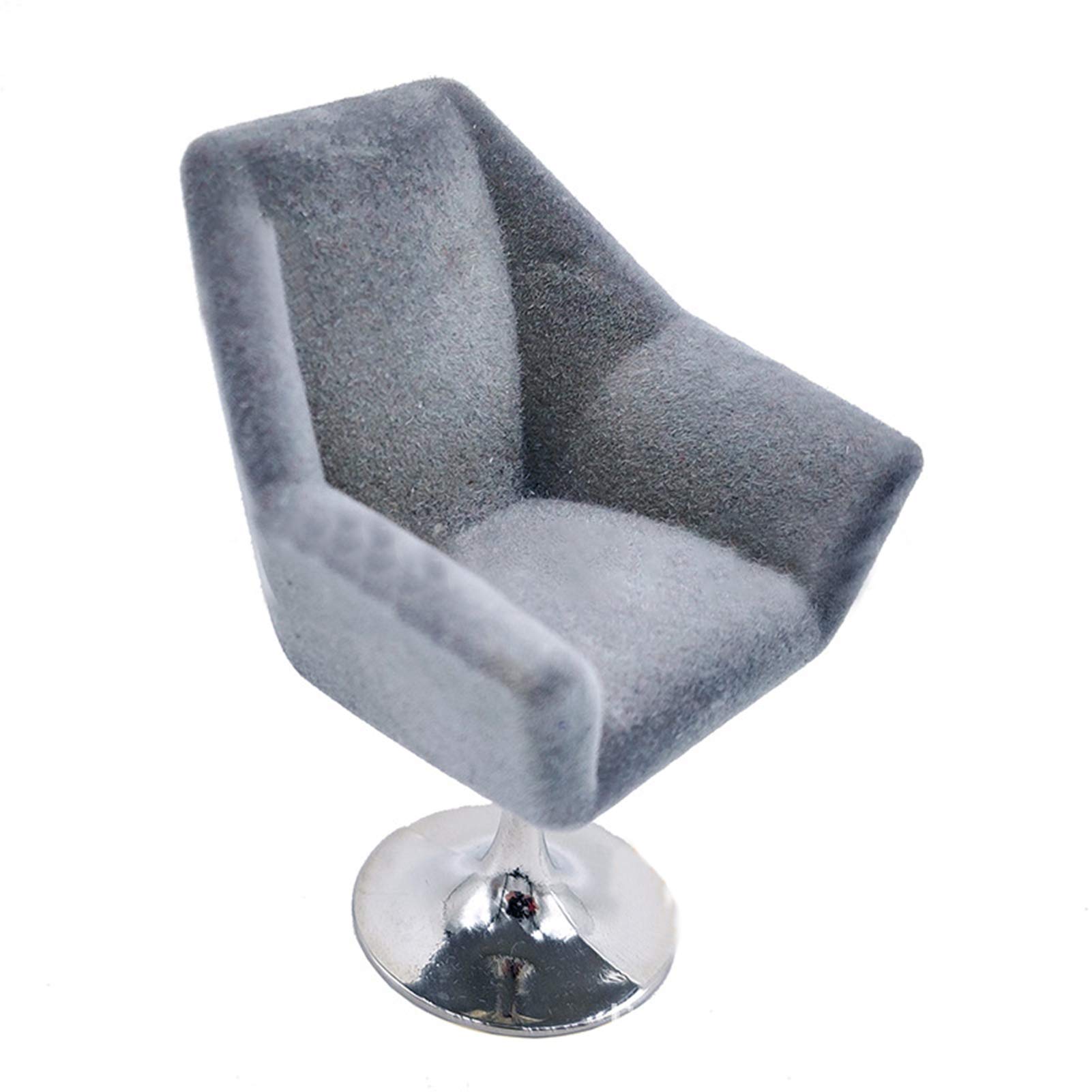 BESUFY 1/12 Scale Miniature Armchair - Realistic Dollhouse Furniture Model Toy for Kids Ages 3+ | Perfect for Pretend Play, Home Decor & Collectible Display (Grey)