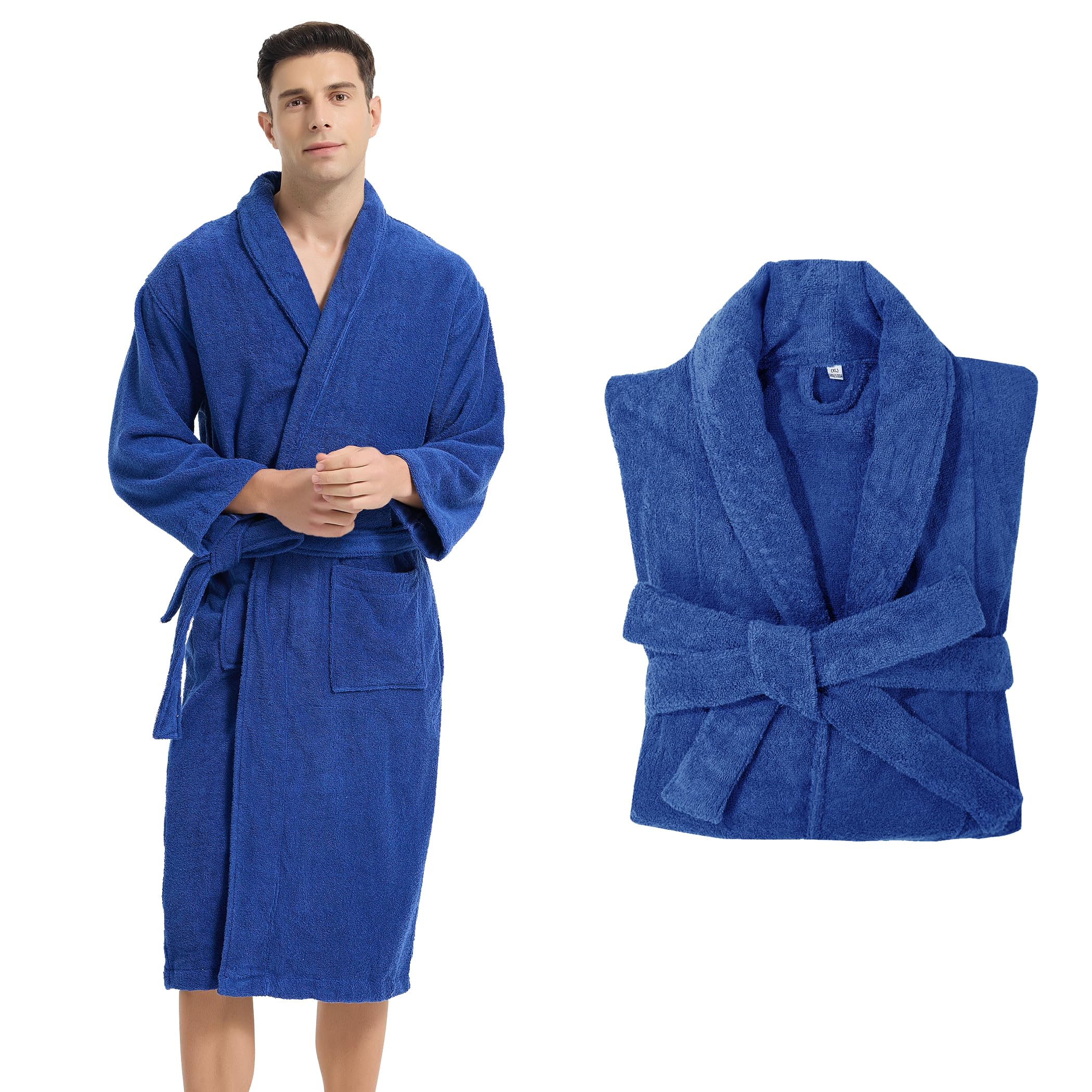 Luxury Cotton Terry Cloth Bathrobe for Men & Women - Thick Plush Hotel Style Robe - Unisex Long Sleeve Classic Towel Robe - Perfect for Spa, Home Relaxation & Gift Giving