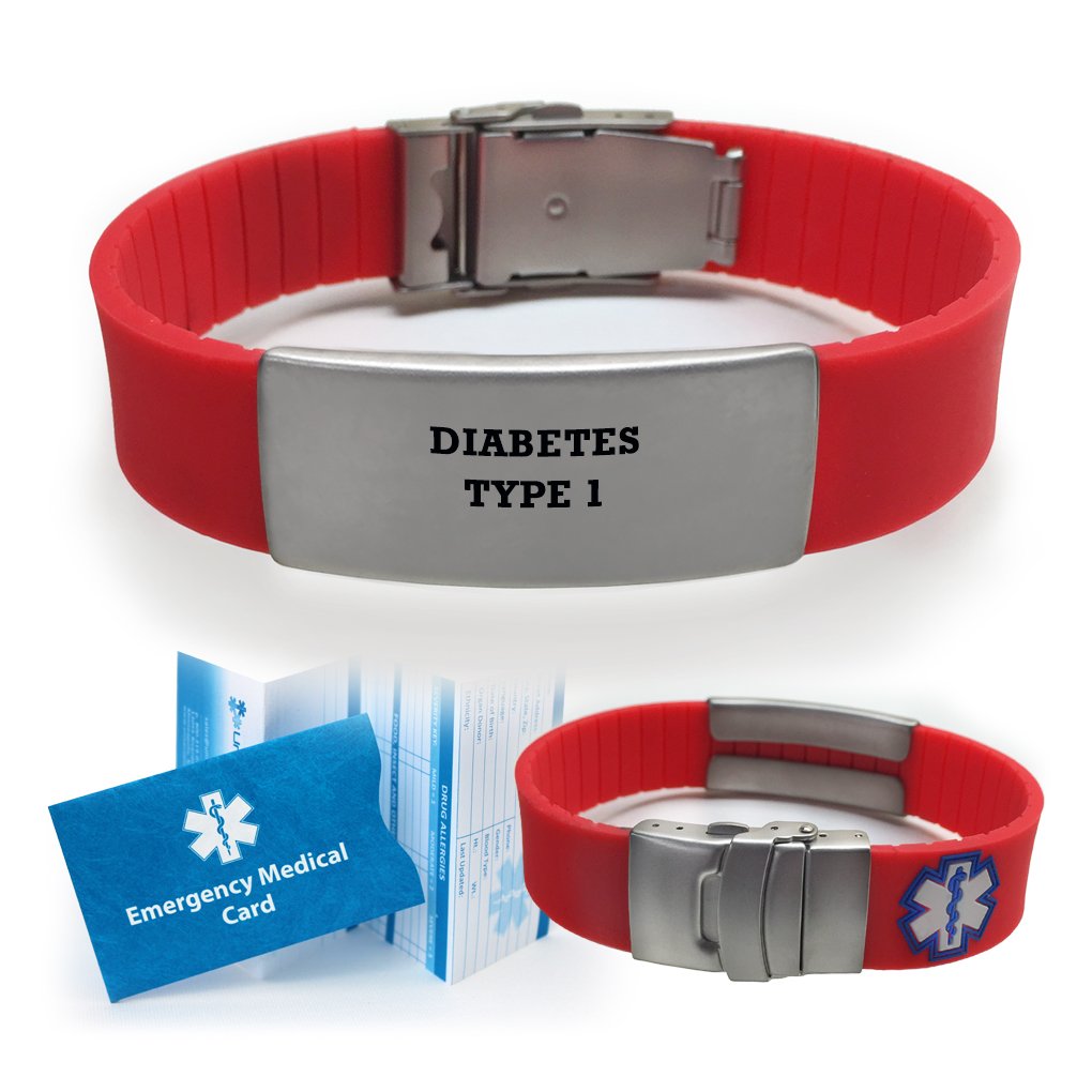 Type 1 Diabetes Medical Alert Bracelet for Men & Women - Emergency ID Wristband for Adults with Engraved Medical Information - Perfect for Daily Wear, Travel & Emergency Situations