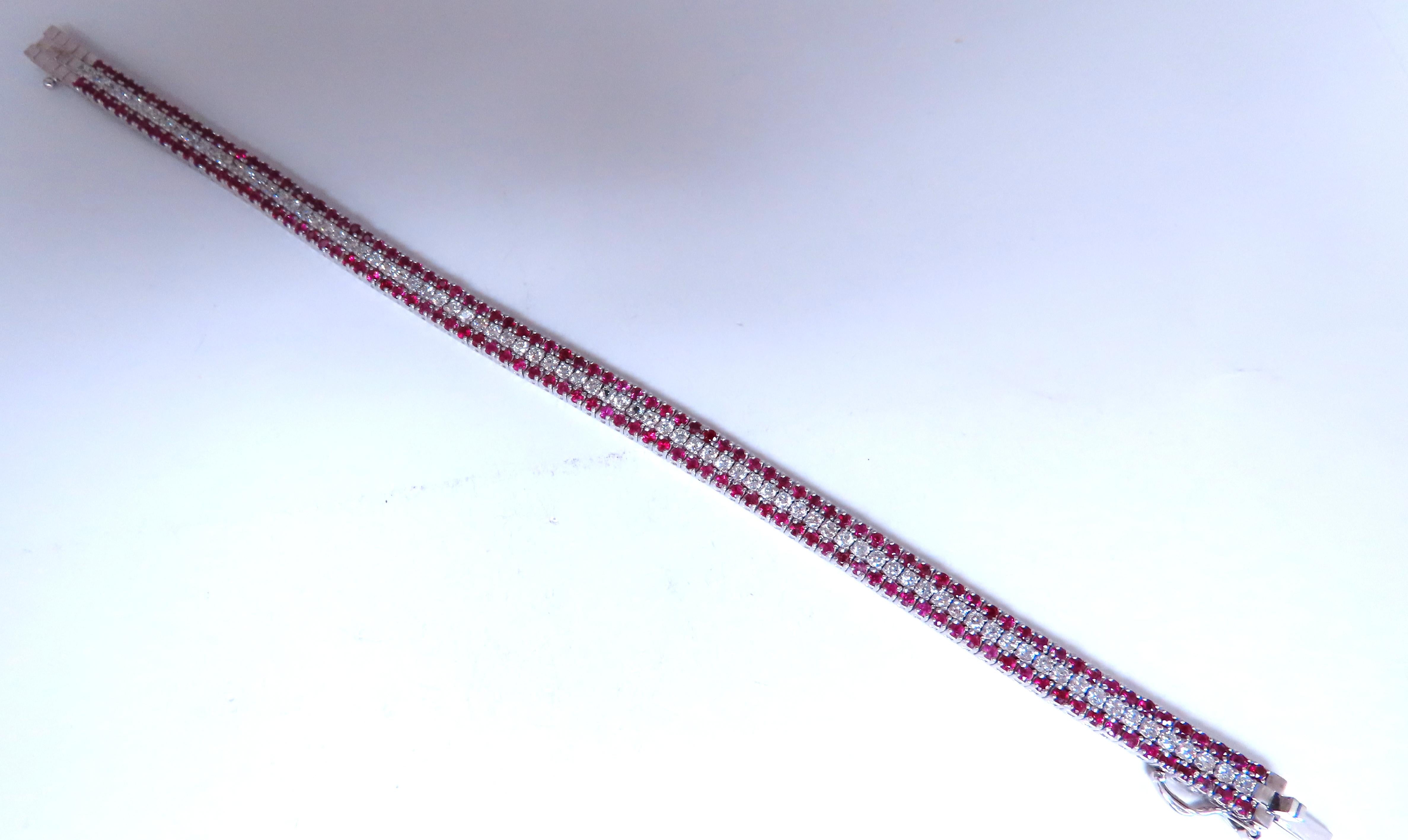 14kt Gold Three Row Natural Ruby and Diamond Bracelet for Women | Elegant Jewelry Gift for Birthday, Anniversary & Special Occasions