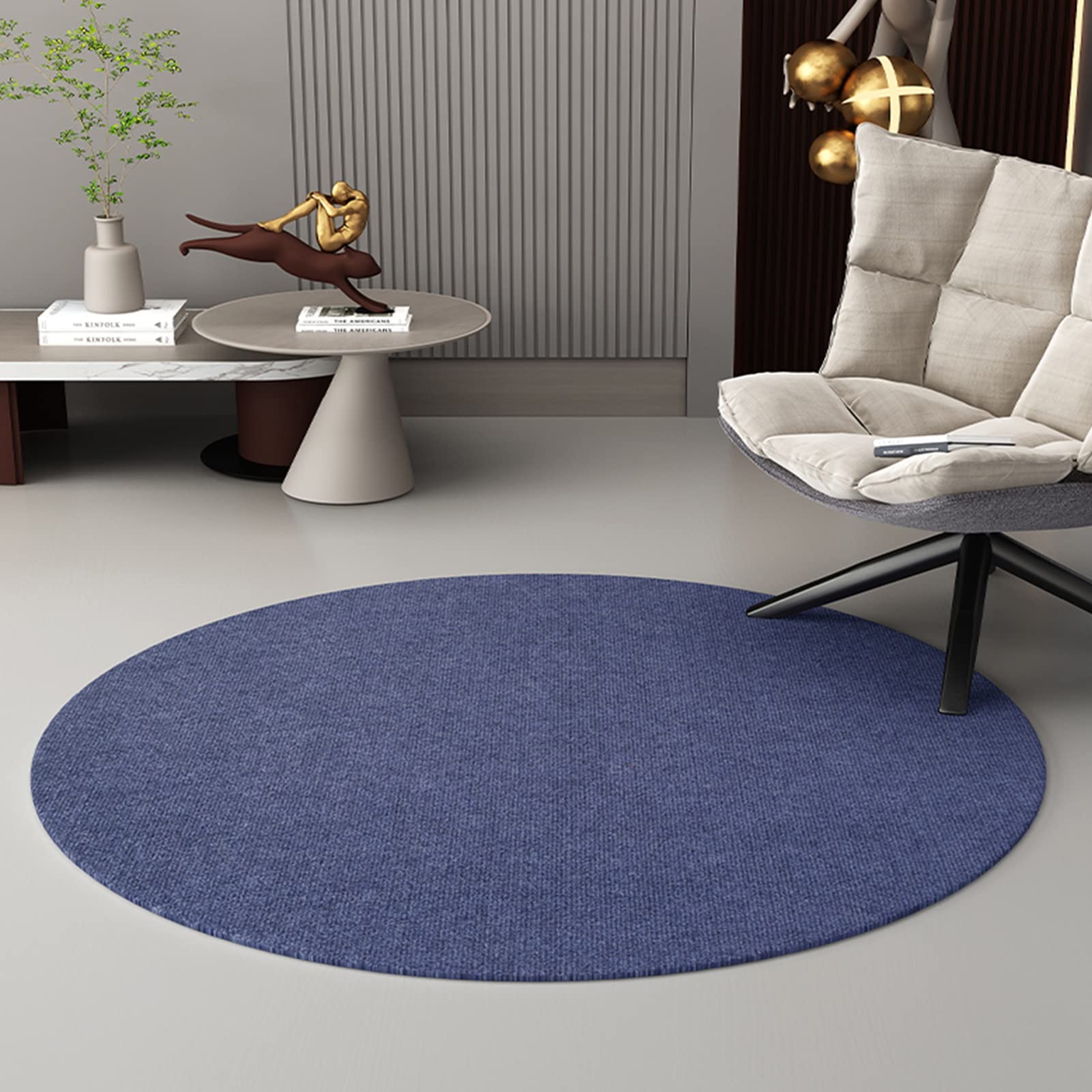 Premium 6mm Thick Hardwood Floor Protector Mat - Non-Slip Round Office Chair Mat for Rolling Chairs, 220cm (86.6in) Blue - Ideal for Home Office, Computer Desks & Hardwood Floor Protection
