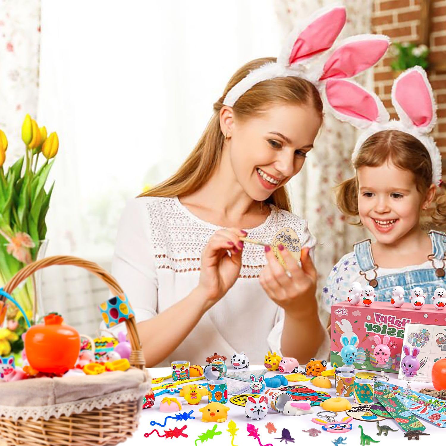 100-Pack Easter Egg Fillers & Basket Stuffers for Kids - Squishy Toys, DIY Eggs, Cars, Bracelets, Bunny Maze - Perfect for Easter Gifts, Classroom Prizes, Egg Hunts & Party Supplies