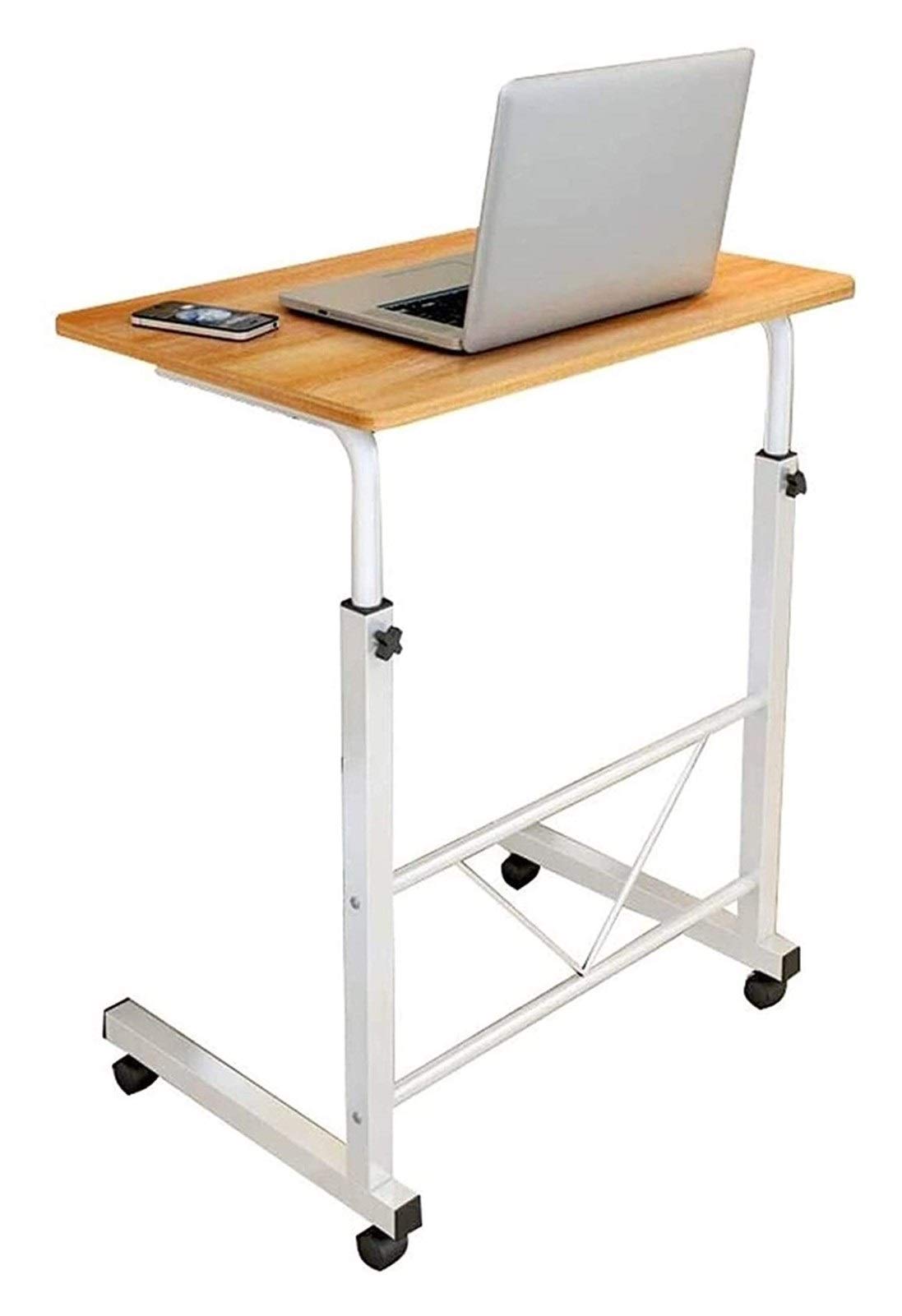 Adjustable Laptop Stand Table - Modern Wooden Sofa End Table with Lift Function, Portable Mobile Bedside Desk for Coffee & Tea, Study & Living Room - Perfect for Home Office, Bedroom & Small Spaces (Beige)