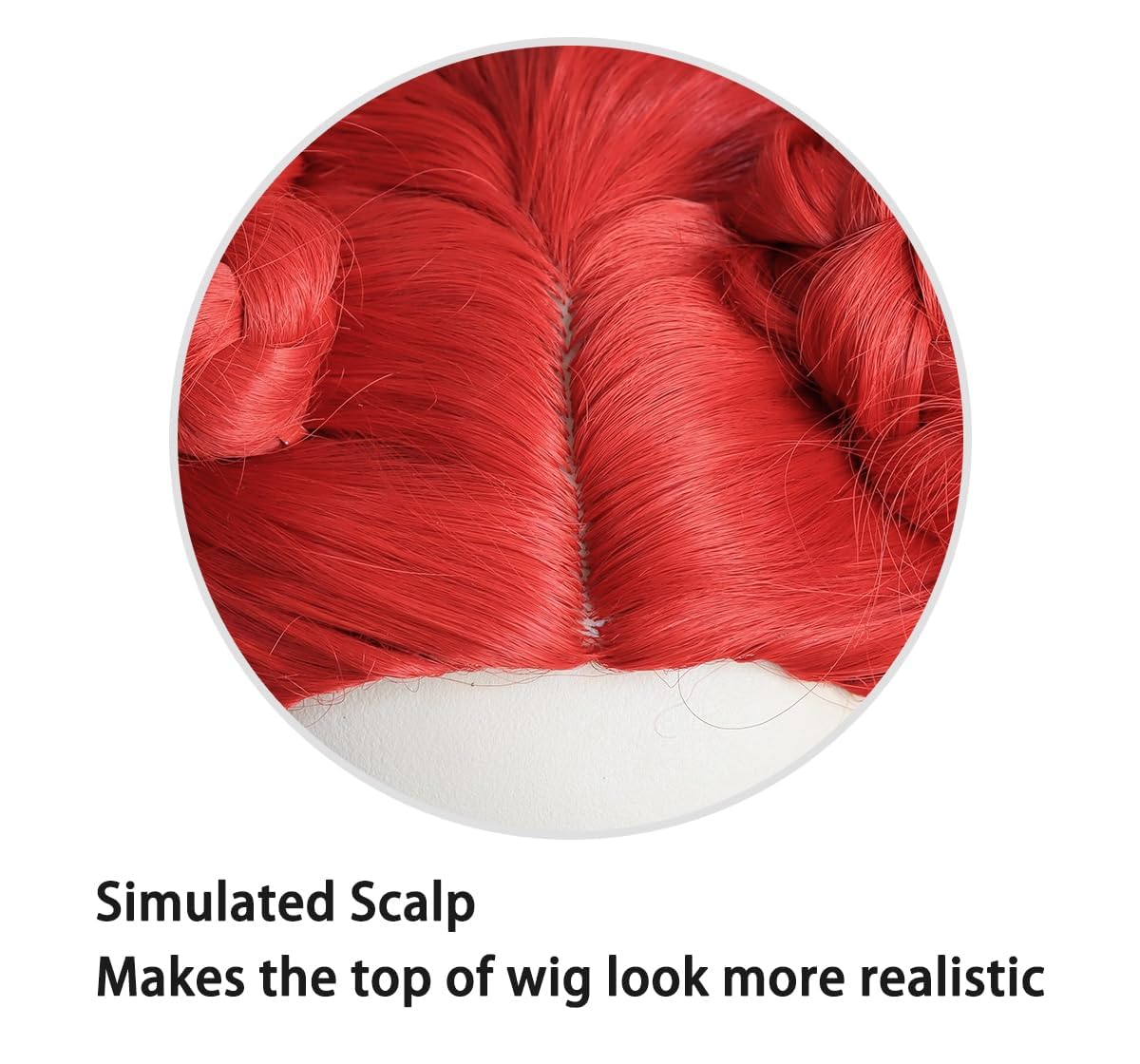 ColorGround Long Red Cosplay Wig for Women with Pocket Watch - Perfect for Anime, Halloween, and Costume Parties