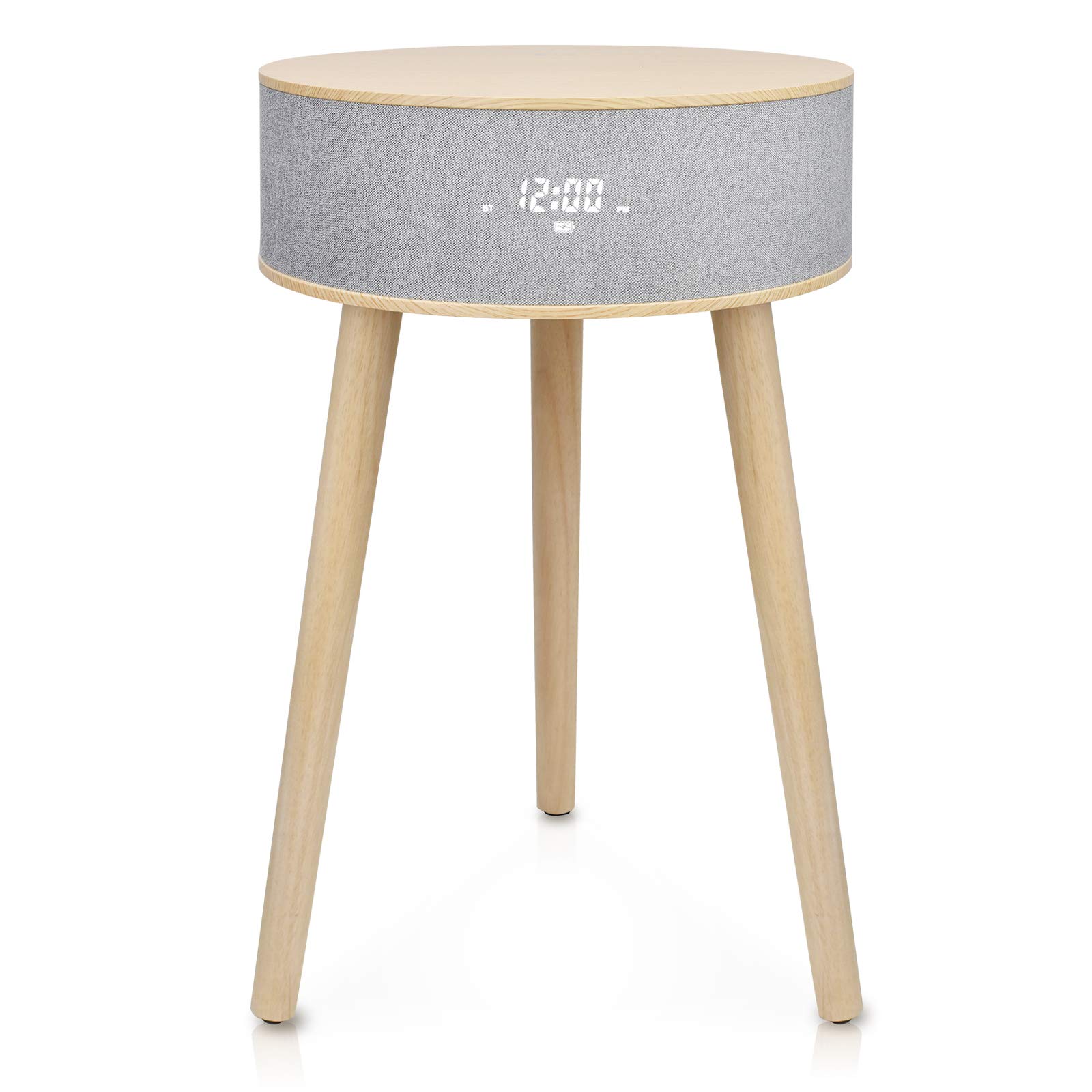 LEMEGA DTS4 Wireless Charging Side Table with Bluetooth Speaker & Night Light - Multi-Functional End Table/Nightstand/Coffee Table for Living Room, Bedroom, Office - White Oak Finish | Perfect for Charging Devices, Playing Music & Ambient Lighting