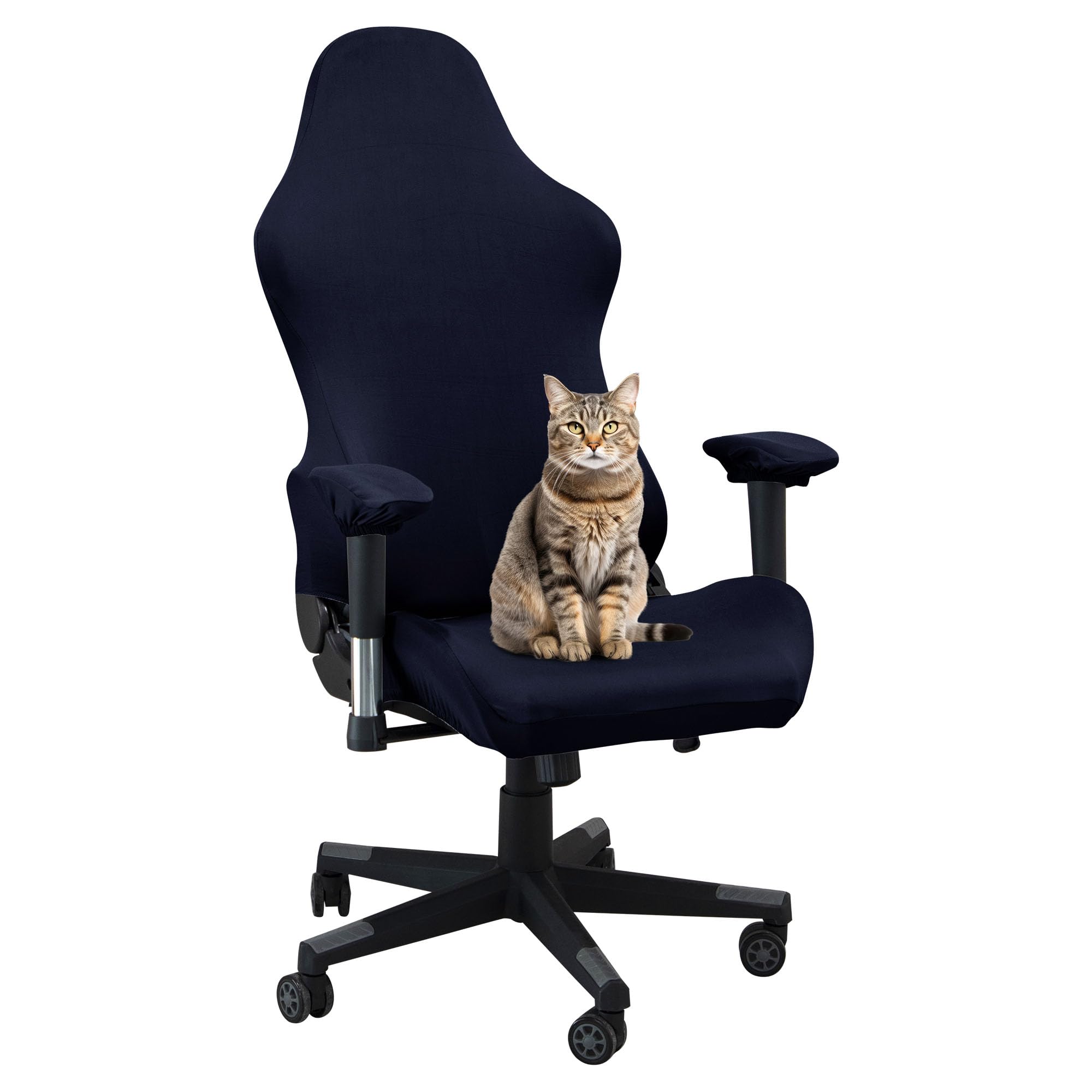 Stretchable Gaming Chair Cover - Anti-Scratch for Office & Racing Chairs (Navy Blue) - Perfect for Gamers & Pet Owners