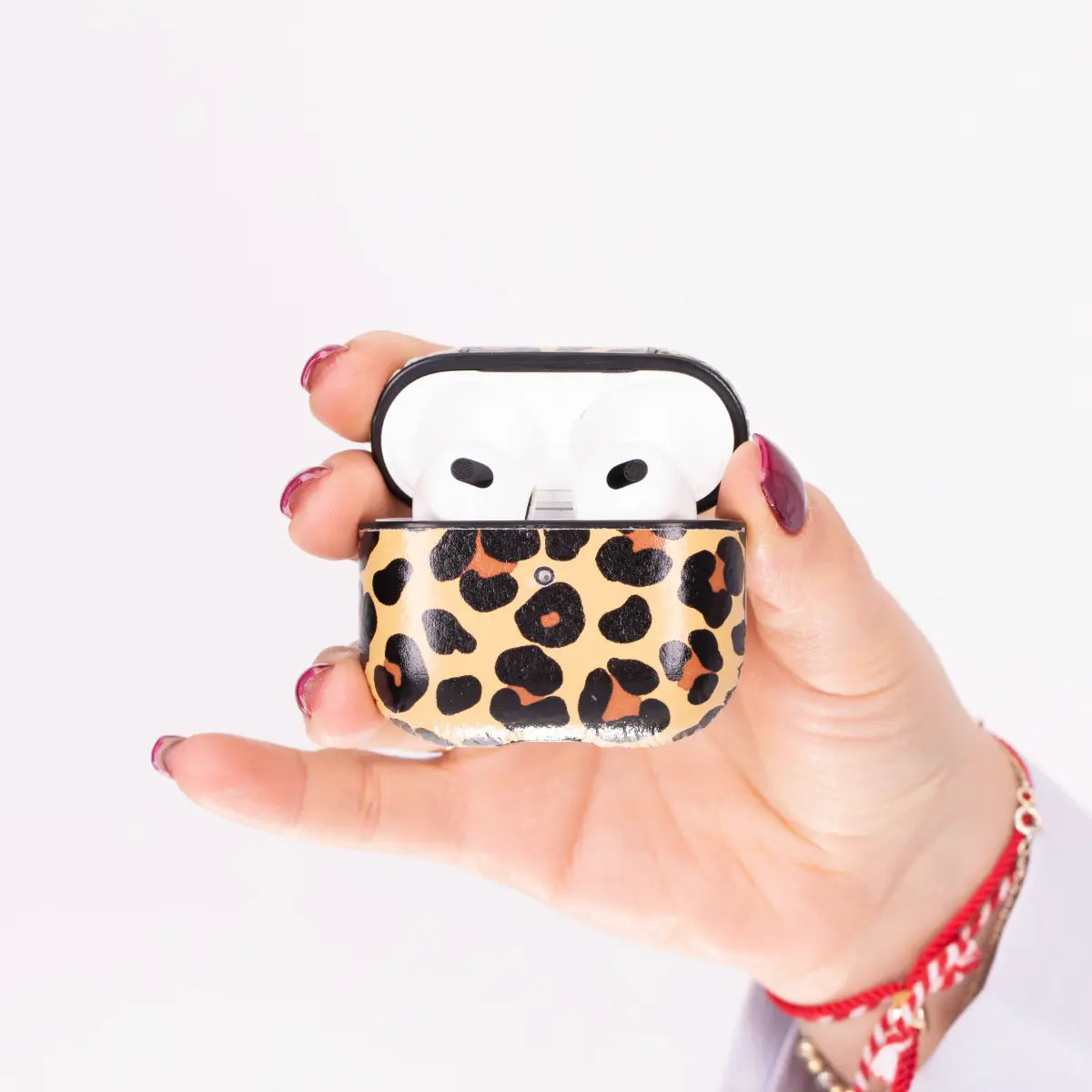 Leopard Print Leather Case for AirPods 3 | Protective Cover with Premium PU Leather | Perfect for Gym, Travel & Everyday Use