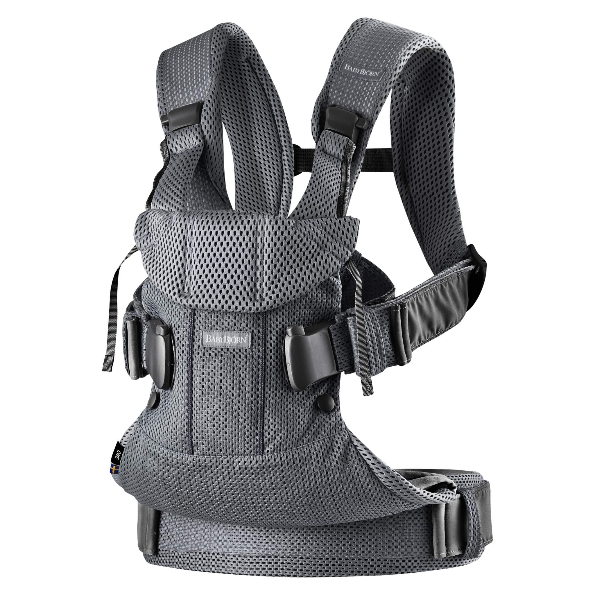 BabyBjörn Baby Carrier One Air - Breathable Mesh Infant Carrier for Newborn to Toddler, Ergonomic & Lightweight Design in Anthracite - Perfect for Hiking, Travel & Everyday Use