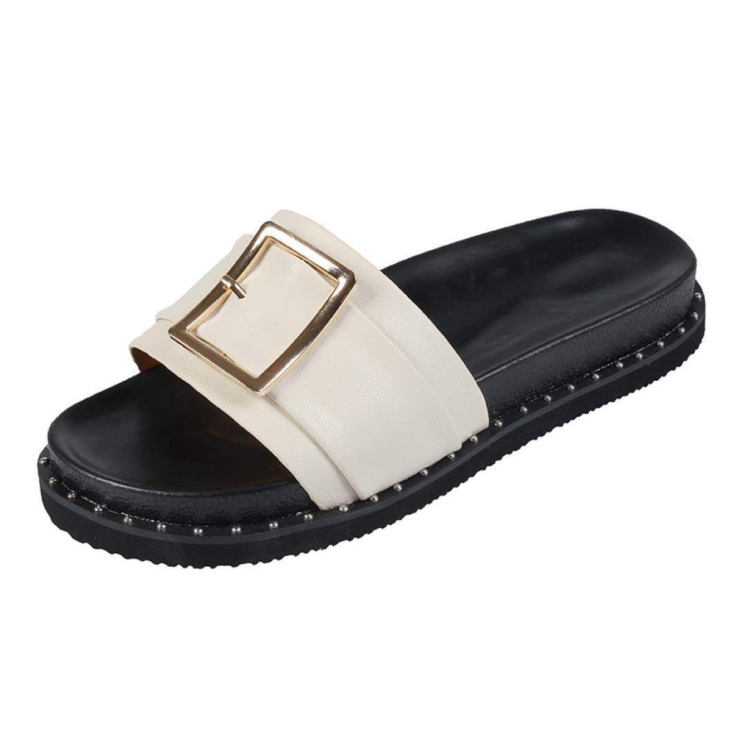 JOYBI Women's Platform Slide Sandals - Open Toe Slip On with Buckle - Comfortable Summer Casual Shoes for Outdoor, Beach, and Vacation Wear