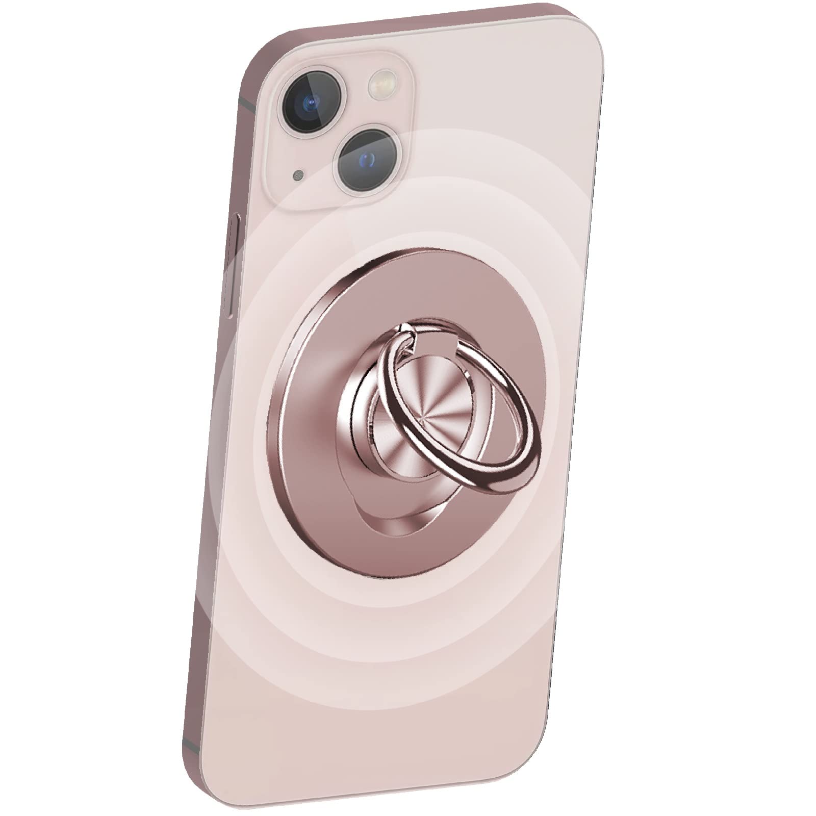 Python Trend One Magnetic Ring Holder - Magsafe Compatible for iPhone 12/13/14 Pro/Max/Mini, Removable Phone Grip & Kickstand, Wireless Charging (Pink Rose Gold) - Perfect for Home, Office, and Travel