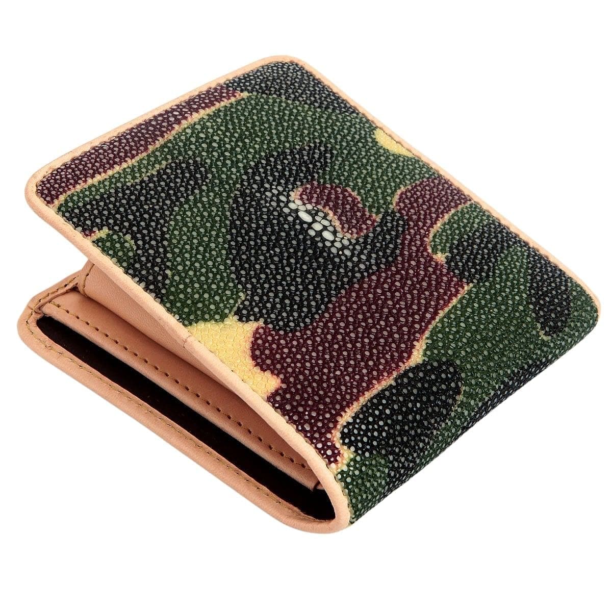 Genuine Stingray Leather Wallet for Men - Premium Camouflage Design - Durable RFID Blocking Bifold Wallet - Perfect for Outdoor, Travel & Everyday Use