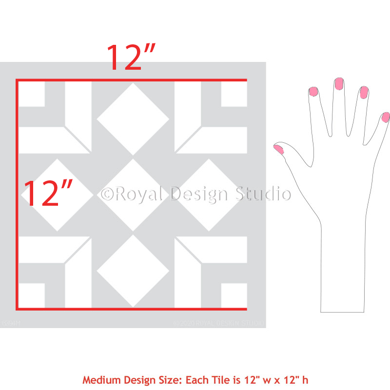 Alonzo Tile Stencil Kit - Reusable DIY Floor & Wall Stenciling Template for Concrete, Wood, Ceramic - Perfect for Home Decor, Bathroom, Kitchen, and Patio Renovation