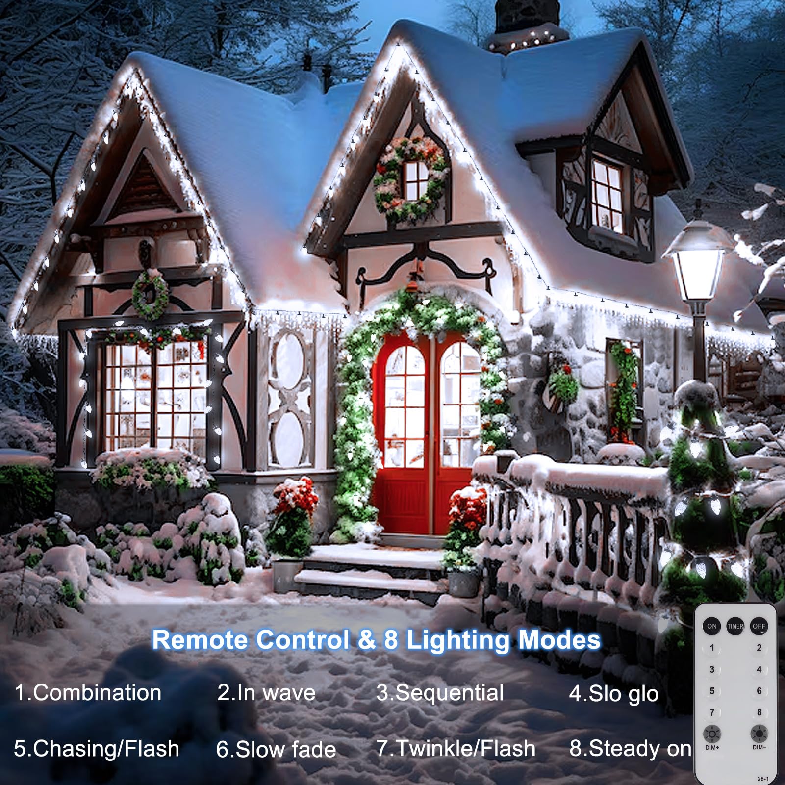 C9 Christmas Lights 66ft 100 LED Strawberry String Lights - Waterproof Outdoor Christmas Decor for Roof, Eaves, Garden & Yard - UL Certified Green Wire with Cool White LEDs - Perfect for Holiday, Wedding & Party Decorations