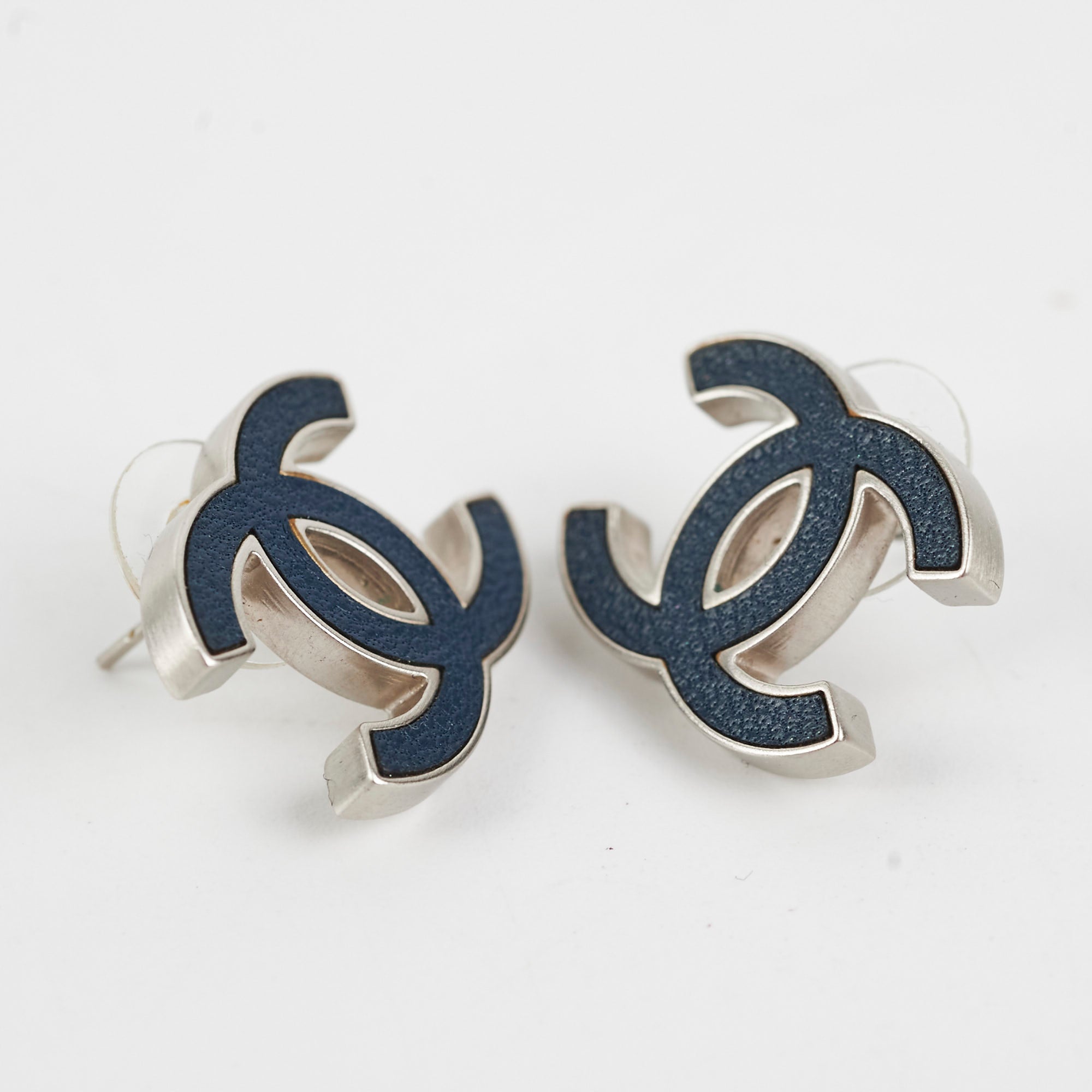 Chanel CC Logo Earrings for Women - Elegant Blue Crystal Stud Earrings - Perfect for Parties, Weddings & Gift Giving
