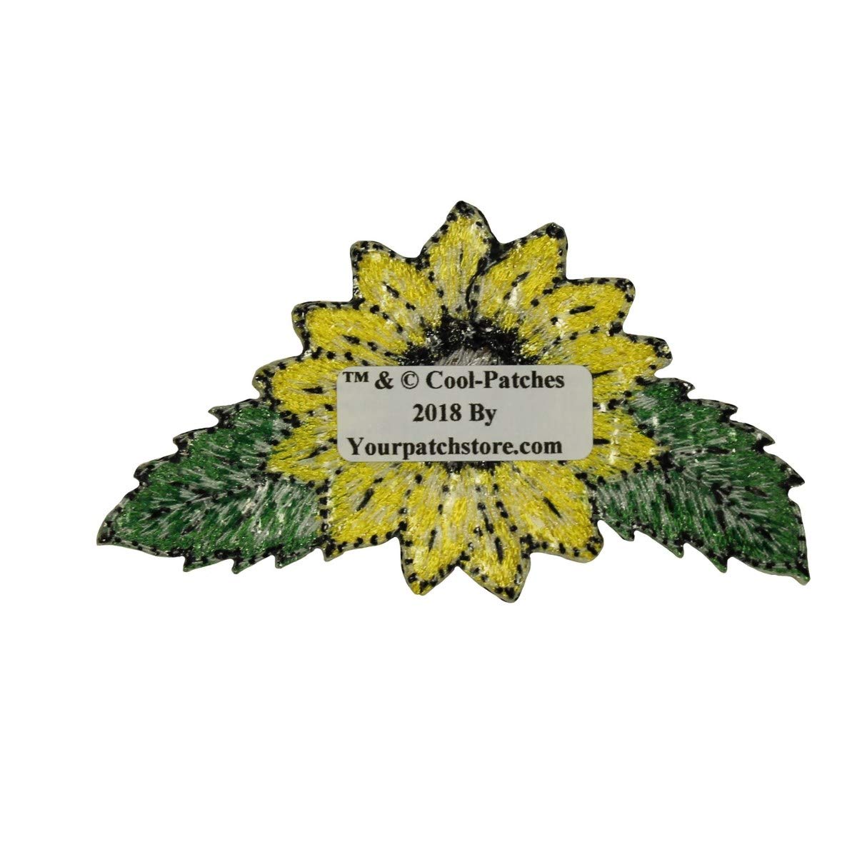 Sunflower With Leaves Embroidered Iron On Patch - DIY Garden Flower Applique for Clothing, Bags, and Home Decor