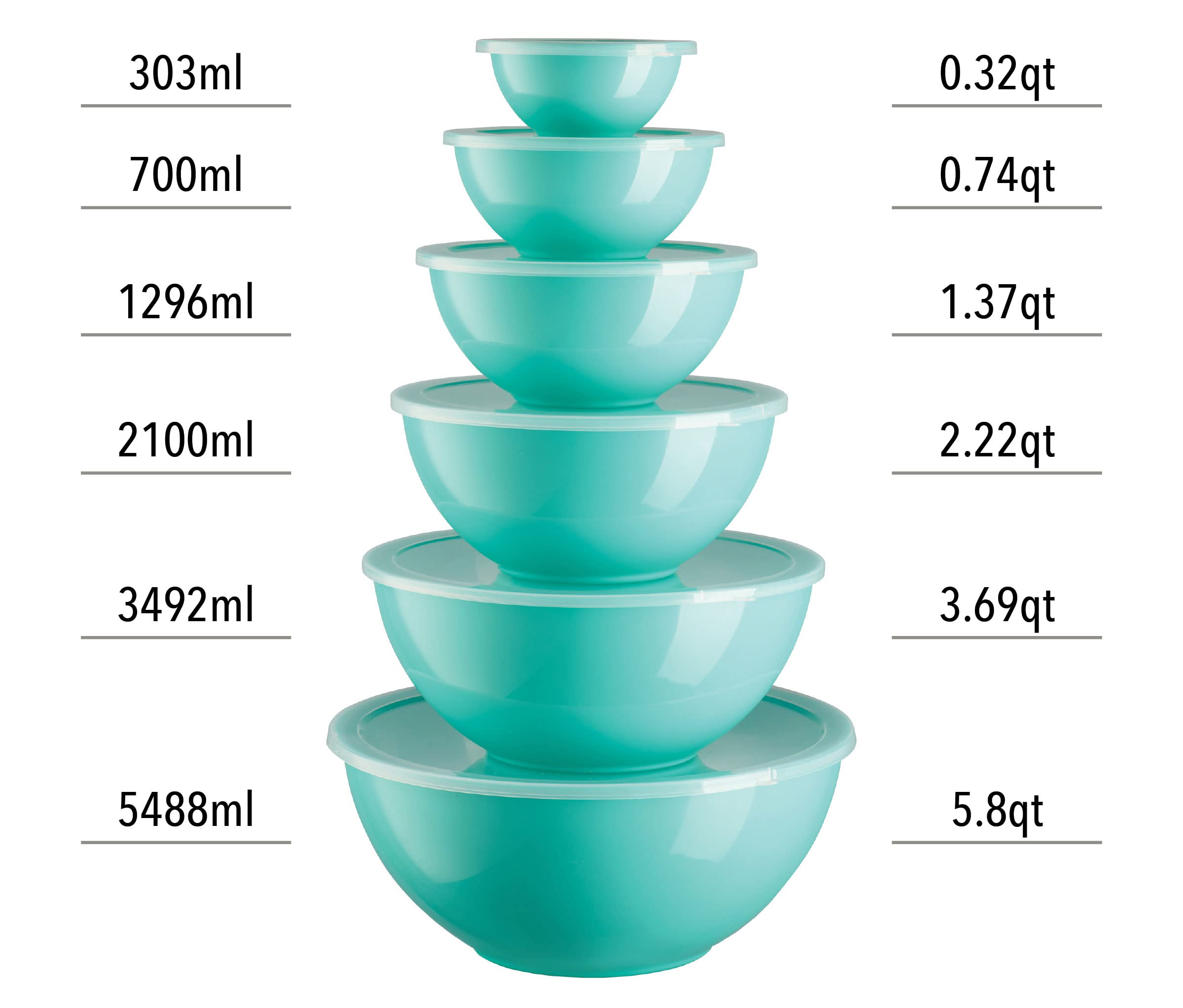 12-Piece Plastic Mixing Bowls with Airtight Lids - Nesting Space Saving Design for Cooking, Baking, Food Prep & Storage | Perfect for Kitchen, Meal Prep & Leftovers