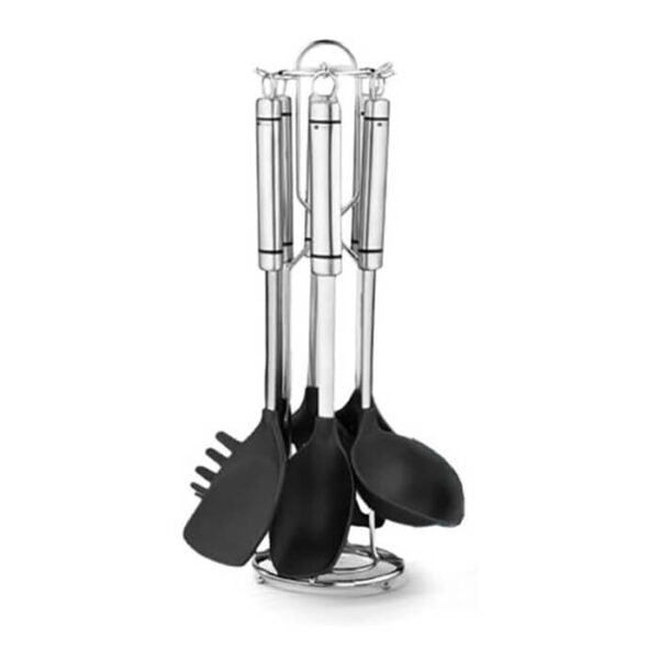 Dorsch 7-Piece Stainless Steel Kitchen Utensil Set - Cooking Spoon, Spatula, Turner, Ladle, Tongs - Non-Slip Ergonomic Handles - Perfect for Frying, Baking, Grilling & Everyday Cooking