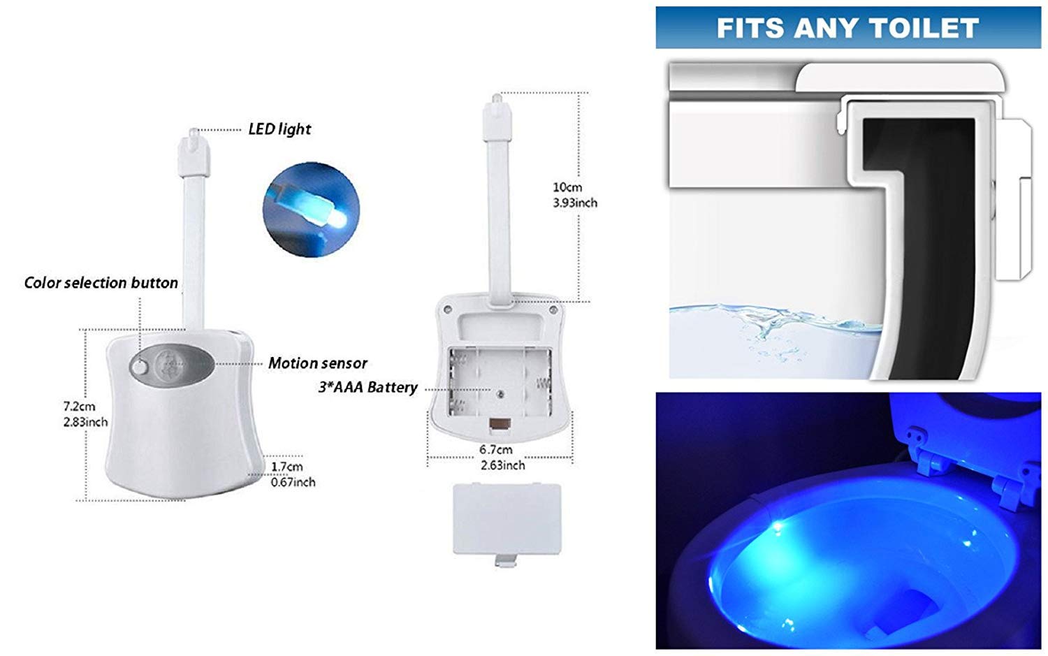 4 Pack Motion Sensor LED Night Lights - 8 Color Changing Toilet Bowl Light with 2 Modes for Bathroom & Washroom | Auto Detection, Universal Fit | Perfect for Kids, Elderly & Nighttime Safety