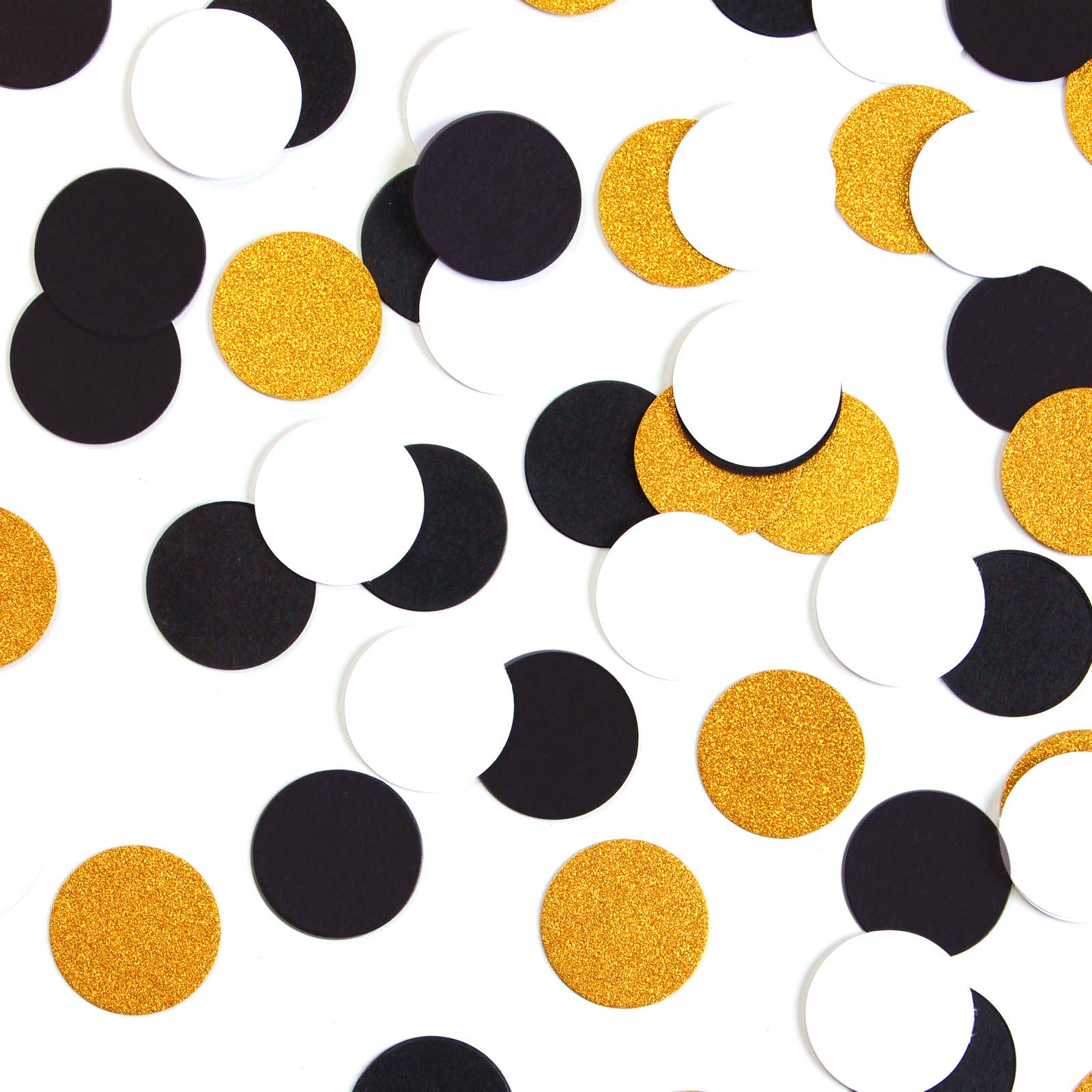 Black Gold White Glitter Confetti 300pcs - Premium Party Table Sprinkles for Birthday, Graduation, Wedding, Baby Shower & Halloween Decorations - Perfect for Festive Celebrations and Surprise Events