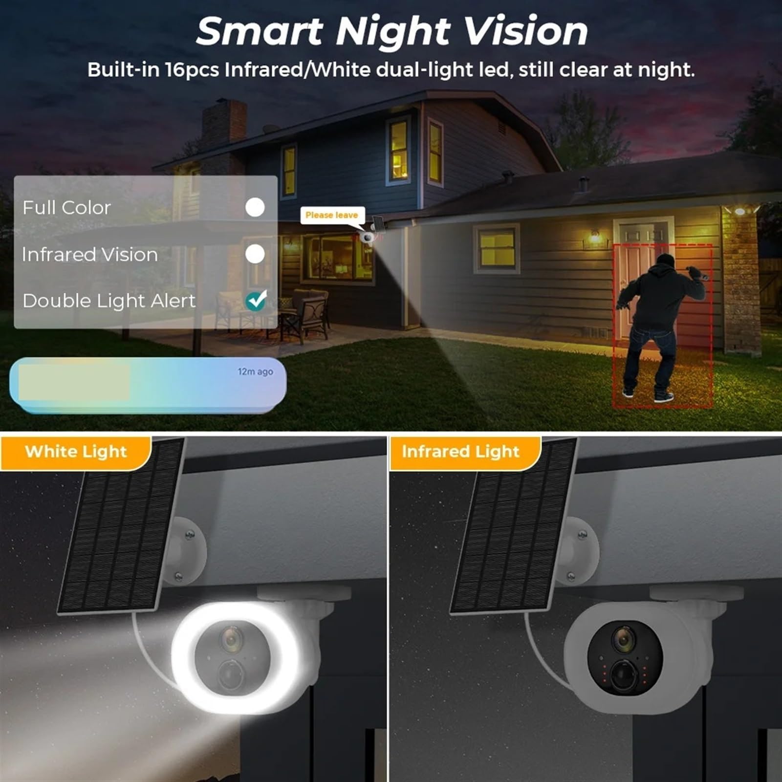 4MP Solar Security Camera with 7800mAh Battery, PIR Human Detection & Motion Alerts - Wireless Outdoor IP Camera with White Light for Home Surveillance (Ideal for Backyard, Garage & Property Protection)