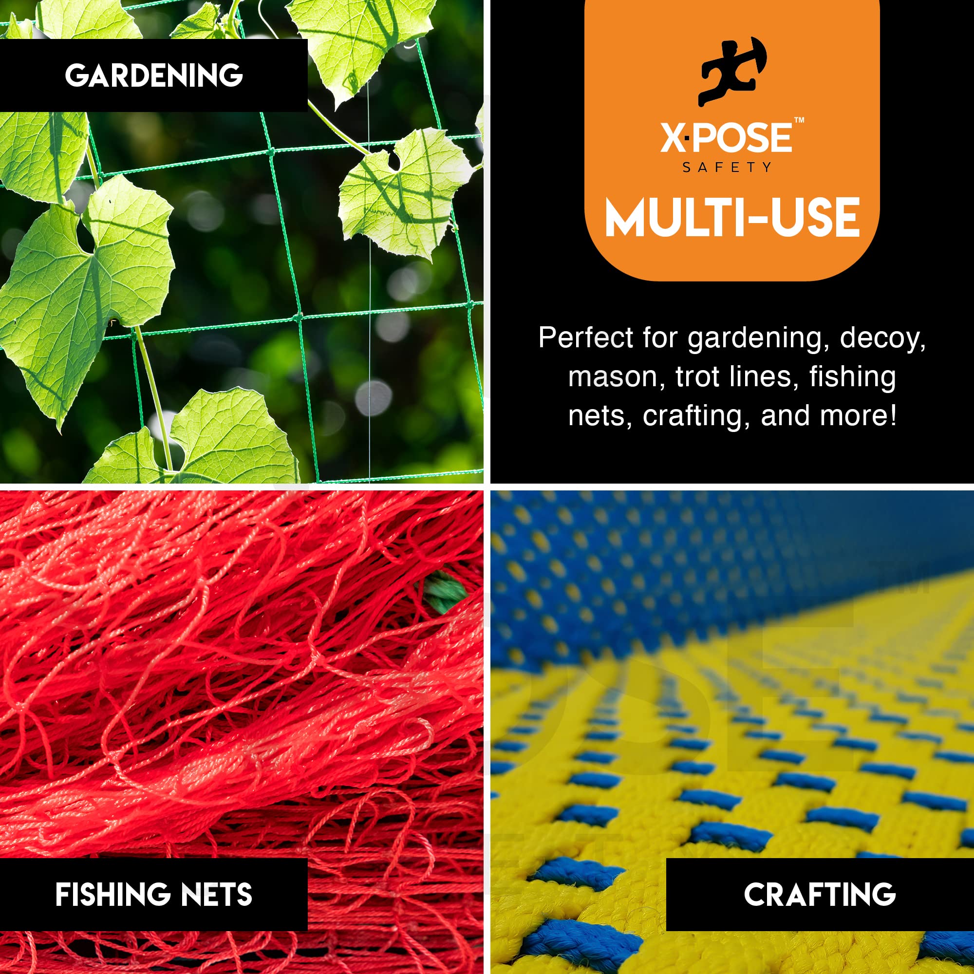 Durable 275' Nylon Twine String - Strong Synthetic Rope for Crafts, Camping, Gardening, Fishing & Marine Use - Ideal for Line Leveling, Trot Lines, Decoy Setup & Property Marking - Indoor/Outdoor Construction & DIY Projects (Green)