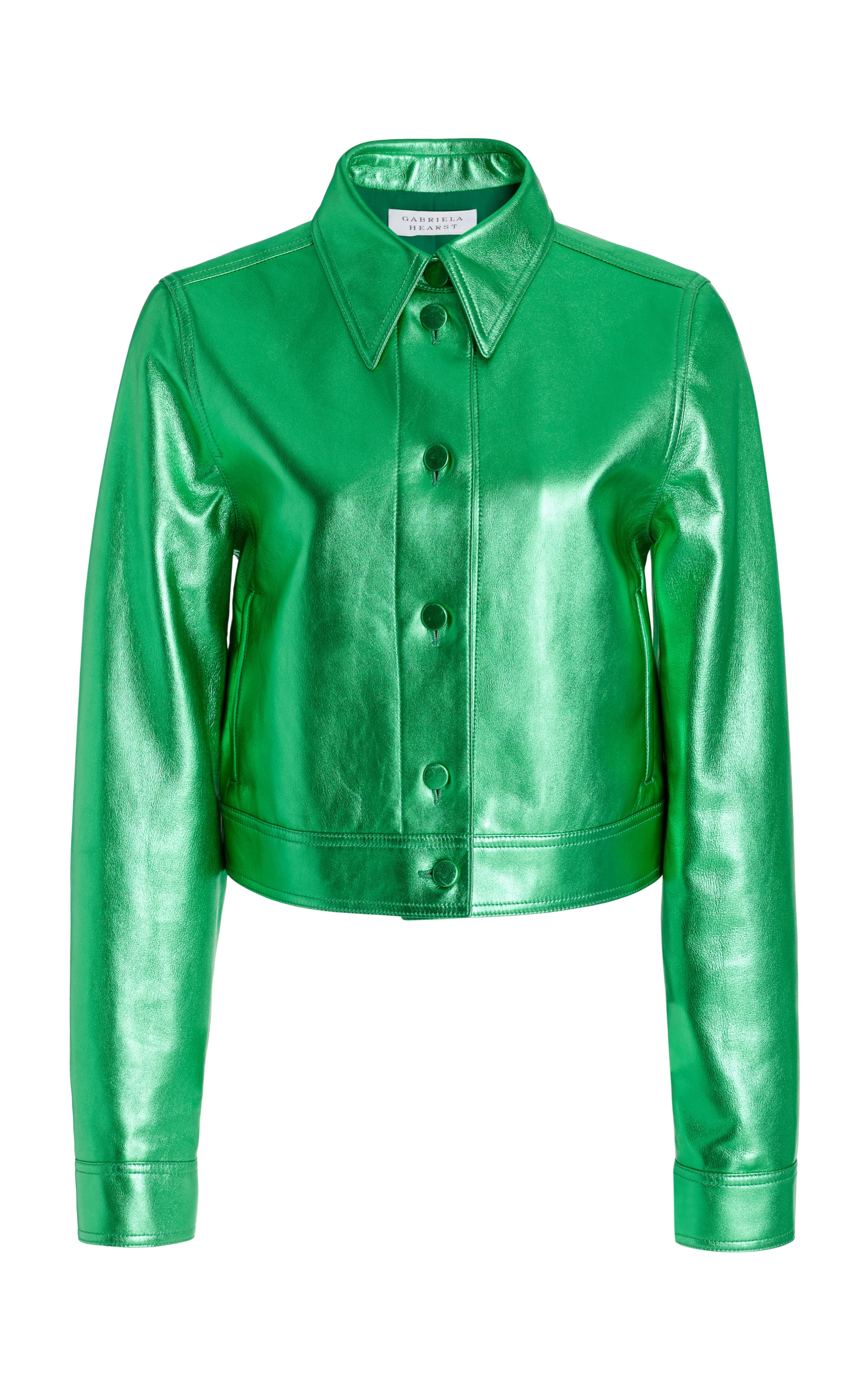 Premium Variseite Green Metallic Nappa Leather Thereza Jacket - Stylish Vegan Leather Coat for Women, Perfect for Fall Fashion, Night Out & Special Occasions