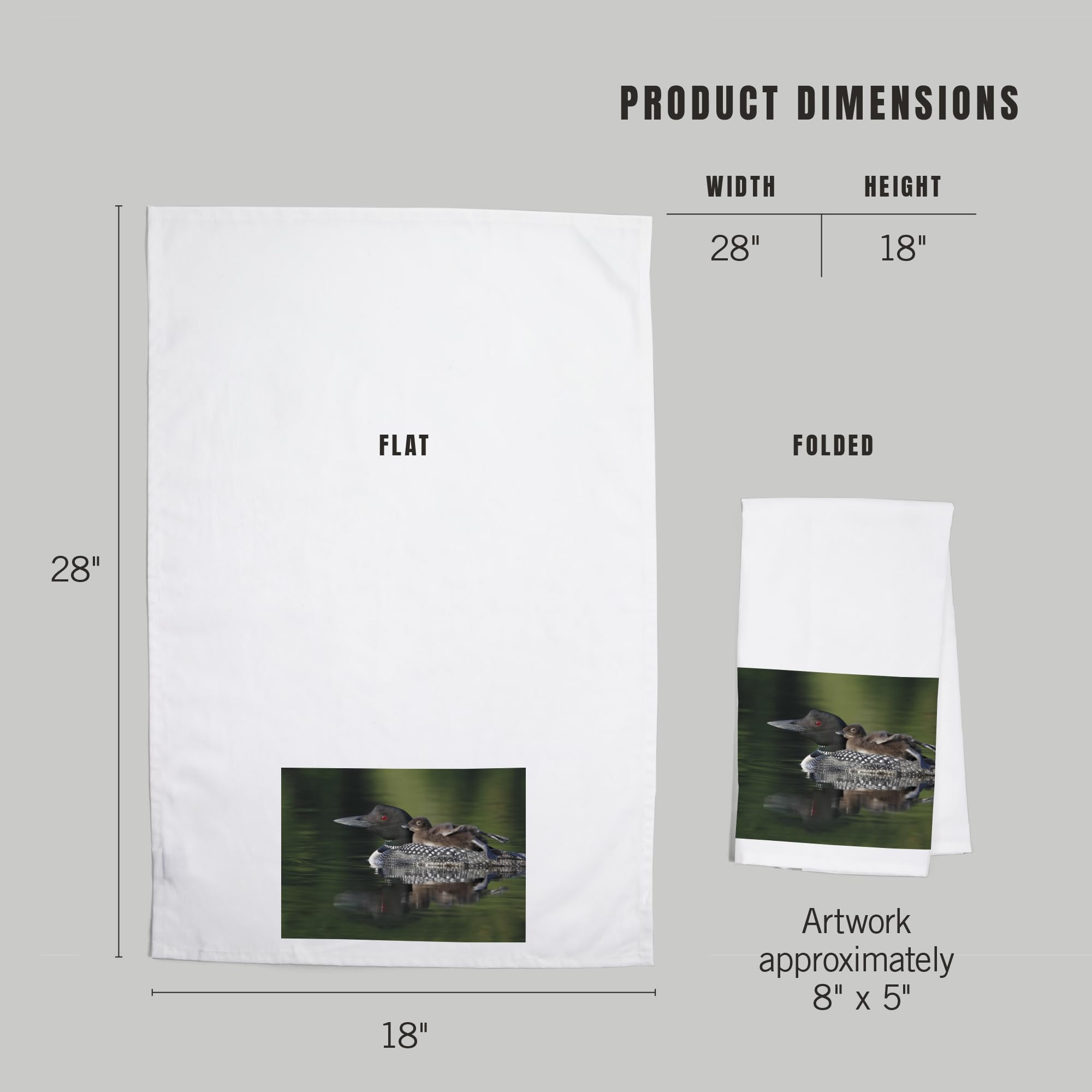 Lantern Press Loon and Chick 100% Cotton Tea Towel - Decorative Hand Towel for Kitchen & Home Decor - Perfect for Gifts, Dish Drying, and Farmhouse Style Decor