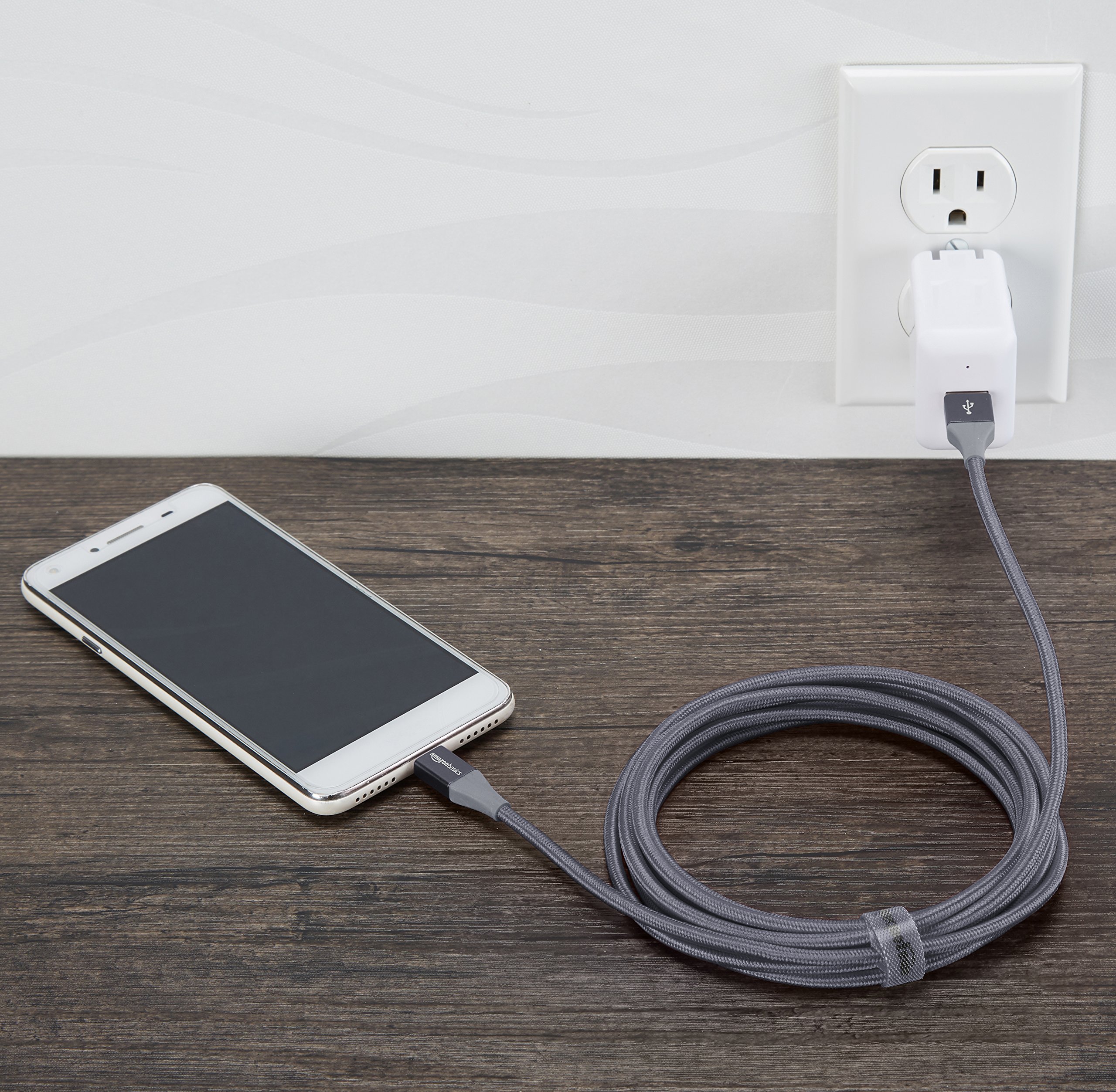 Amazon Basics Double Braided Nylon USB 2.0 A to Micro B Charger Cable - 10 Feet, Dark Grey - Fast Charging & Durable for Smartphones, Tablets, Cameras - Home, Office, Travel Use    Amazon Basics USB 2.0 A-Male to Micro B Charger Cable (2 Pack) - 6 Feet, Black - High-Speed Data Sync & Charging for Android Devices - Perfect for Car, Bedroom, Workstation