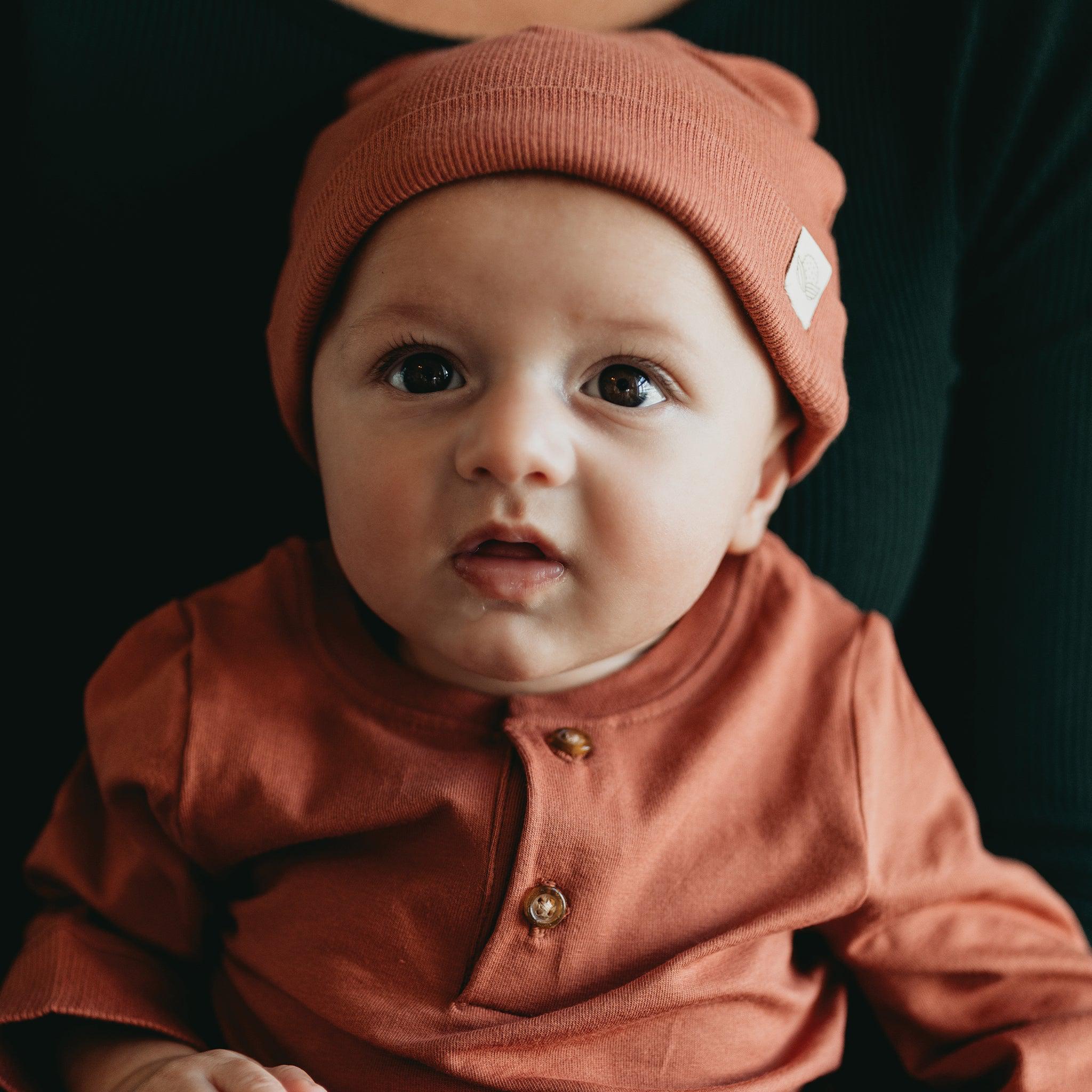 Organic Bunny Ears Cap for Women - Soft Paprika Red Knit Beanie with Floppy Ears - Cozy Winter Hat for Outdoor Activities, Christmas Costume, and Bunny-Themed Parties