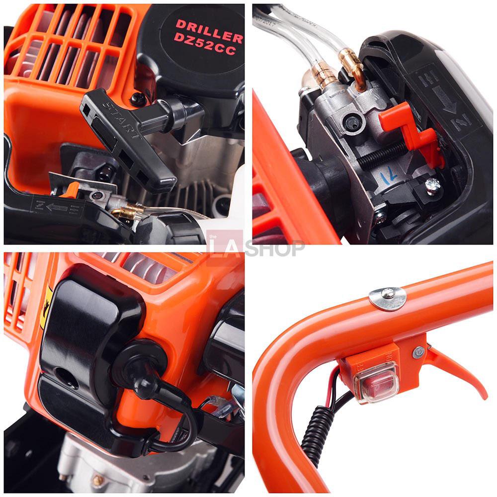 EPA Certified 52cc 2-Stroke Gas Post Hole Digger - 2.2HP Earth Auger Powerhead for Fencing, Gardening & Landscaping Projects