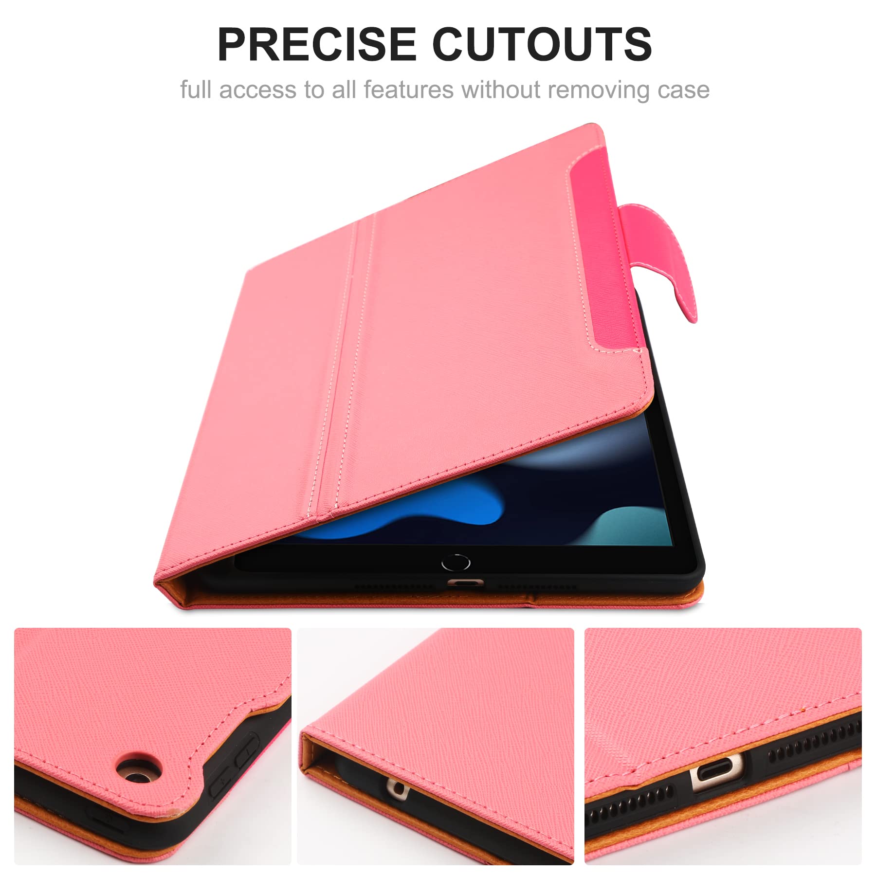 Premium iPad Air 2/Air 1 & iPad 6th/5th Gen Case - 9.7 Inch Protective Cover with Pencil Holder (2017/2018 Models) | Folio Stand with Auto Sleep/Wake & Multi-Angle Viewing | Pink & Hot Pink Options | Perfect for Work, School & Travel