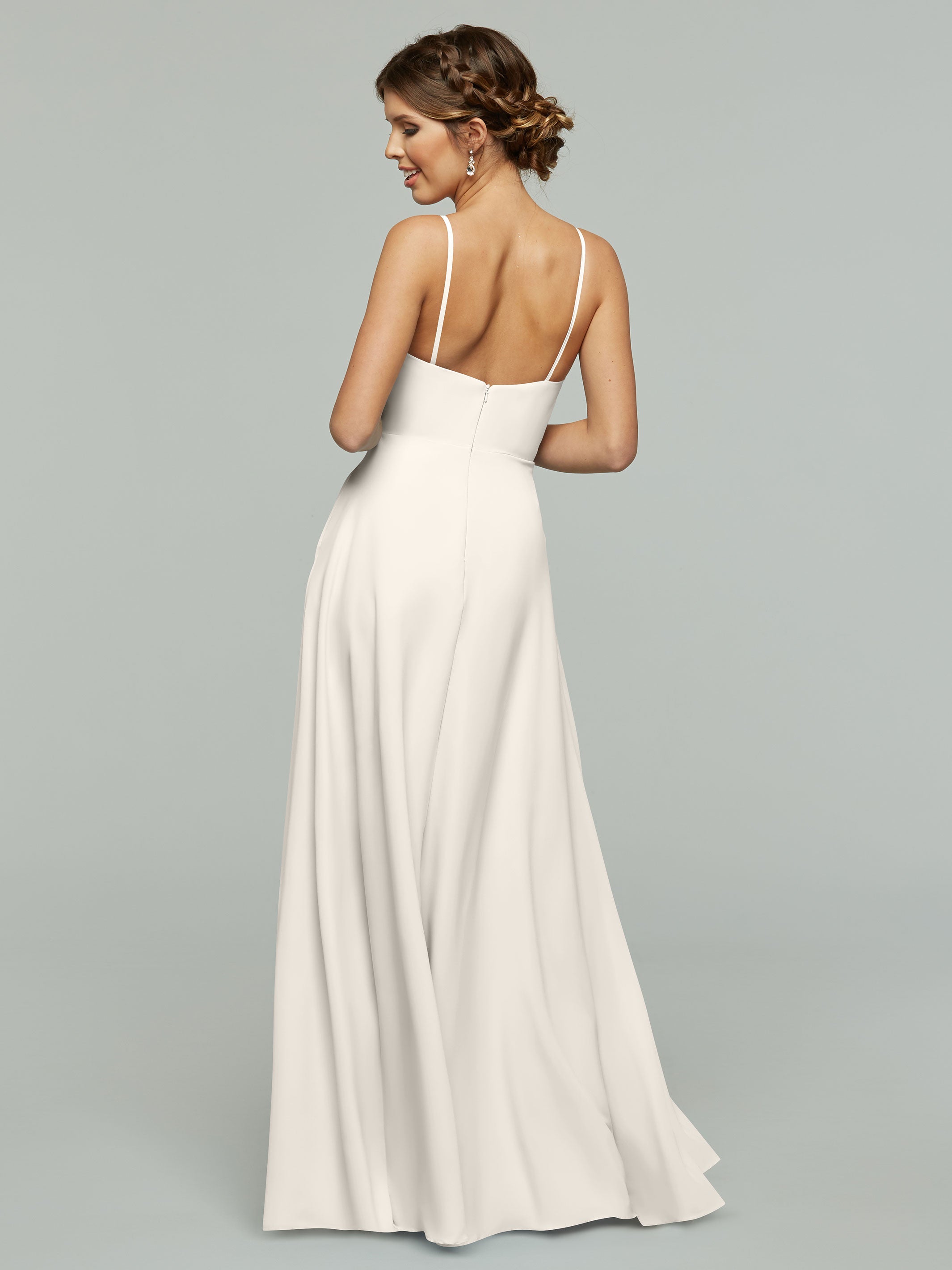 Elegant 83012 Flowy Stretch Chiffon A-Line Bridesmaid Dress with V-Neckline - Perfect for Weddings, Formal Events & Special Occasions