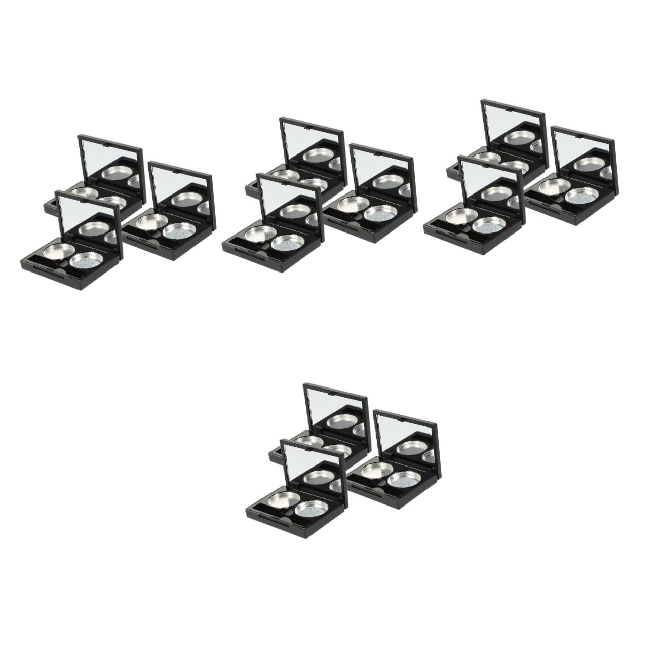 FRCOLOR 12 Pack Portable Square Eyeshadow & Highlighter Makeup Containers - Refillable Empty Cosmetic Cases for Women | Perfect for Travel, Professional Makeup Artists & Home Organization